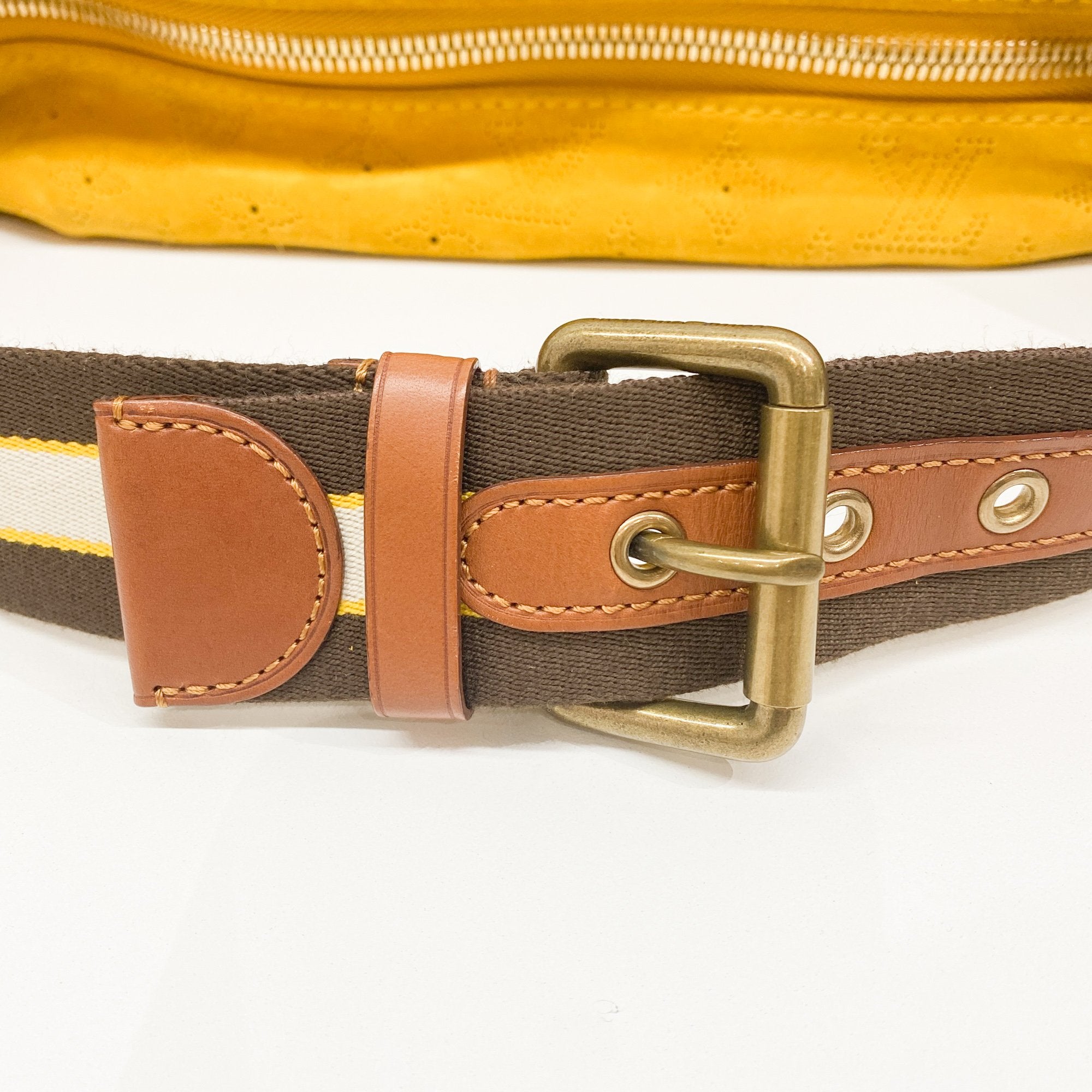 Onatah Yellow Monogram Suede Shoulder Bag