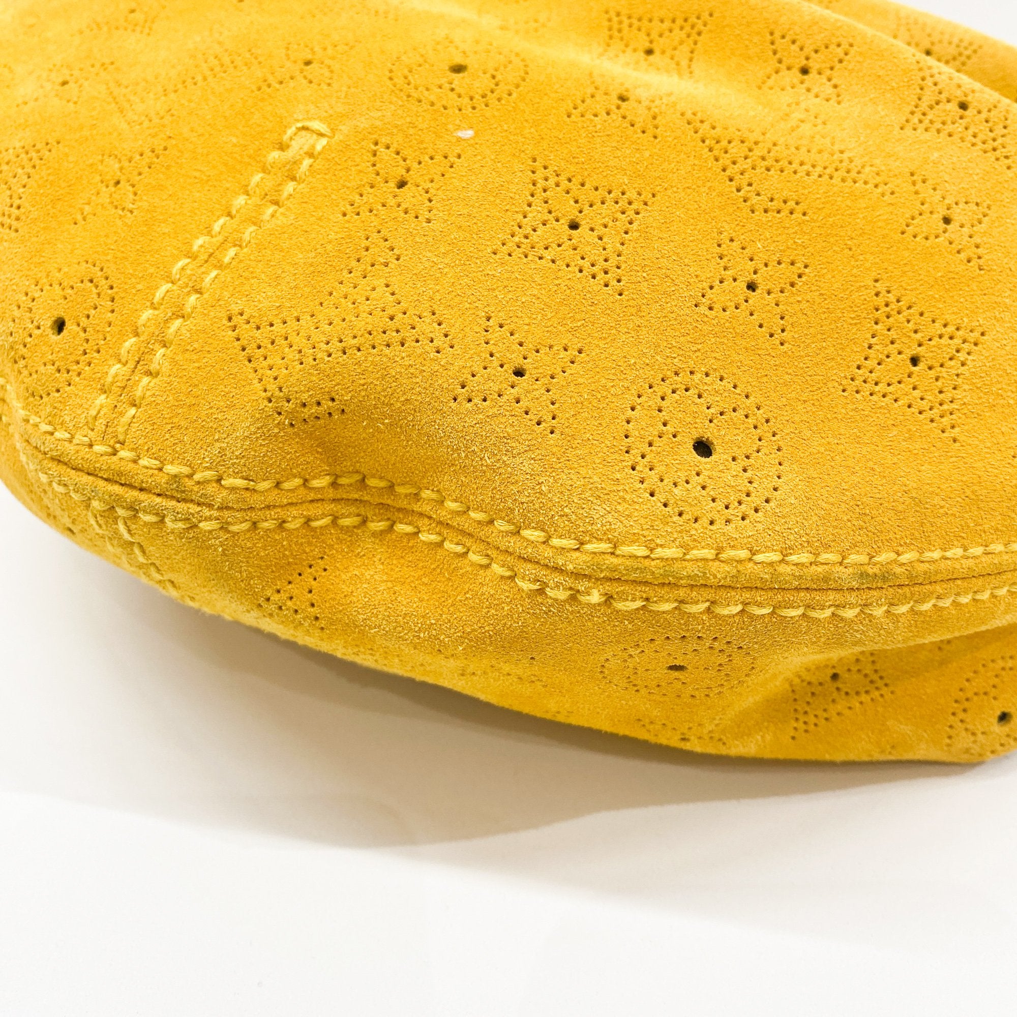 Onatah Yellow Monogram Suede Shoulder Bag