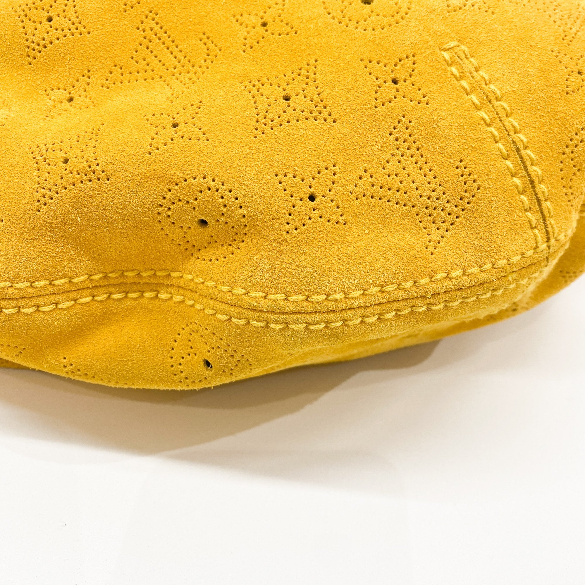 Onatah Yellow Monogram Suede Shoulder Bag