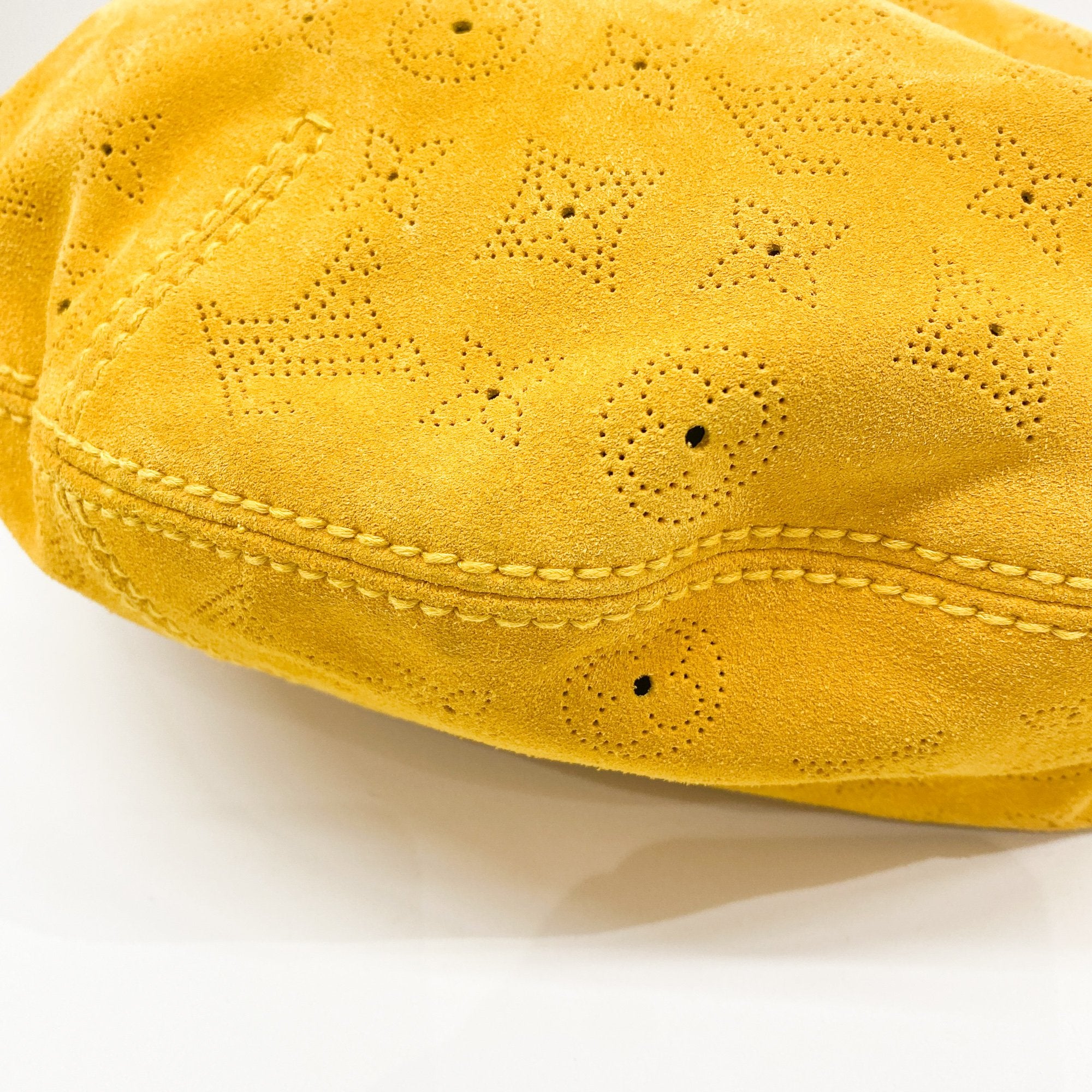 Onatah Yellow Monogram Suede Shoulder Bag