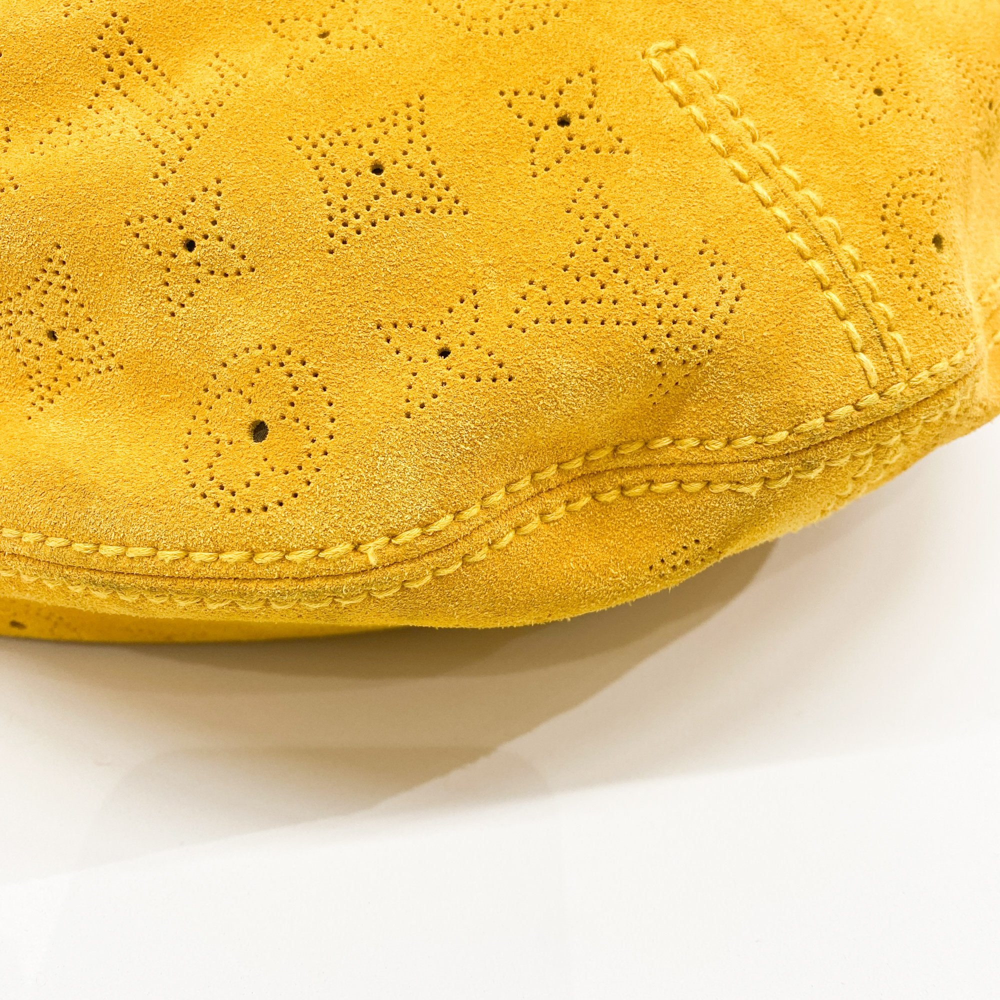 Onatah Yellow Monogram Suede Shoulder Bag
