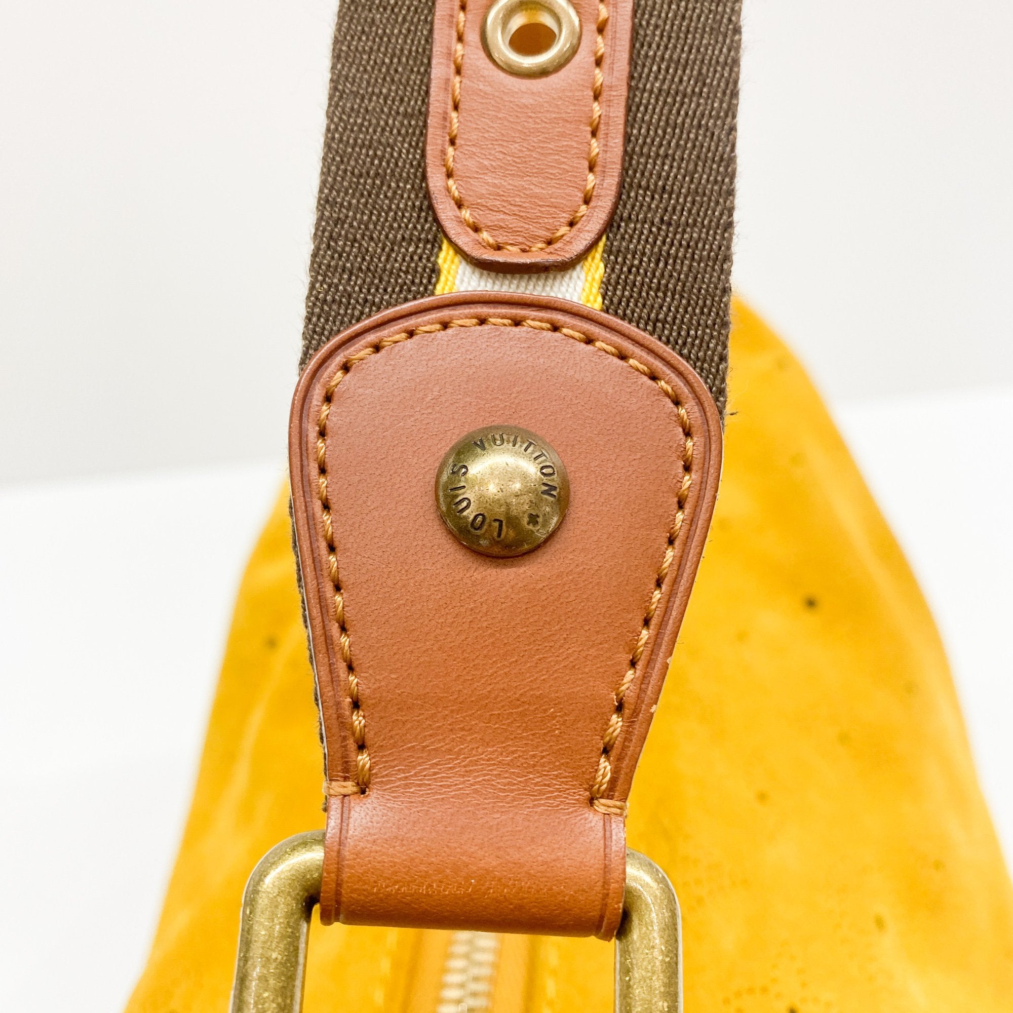 Onatah Yellow Monogram Suede Shoulder Bag