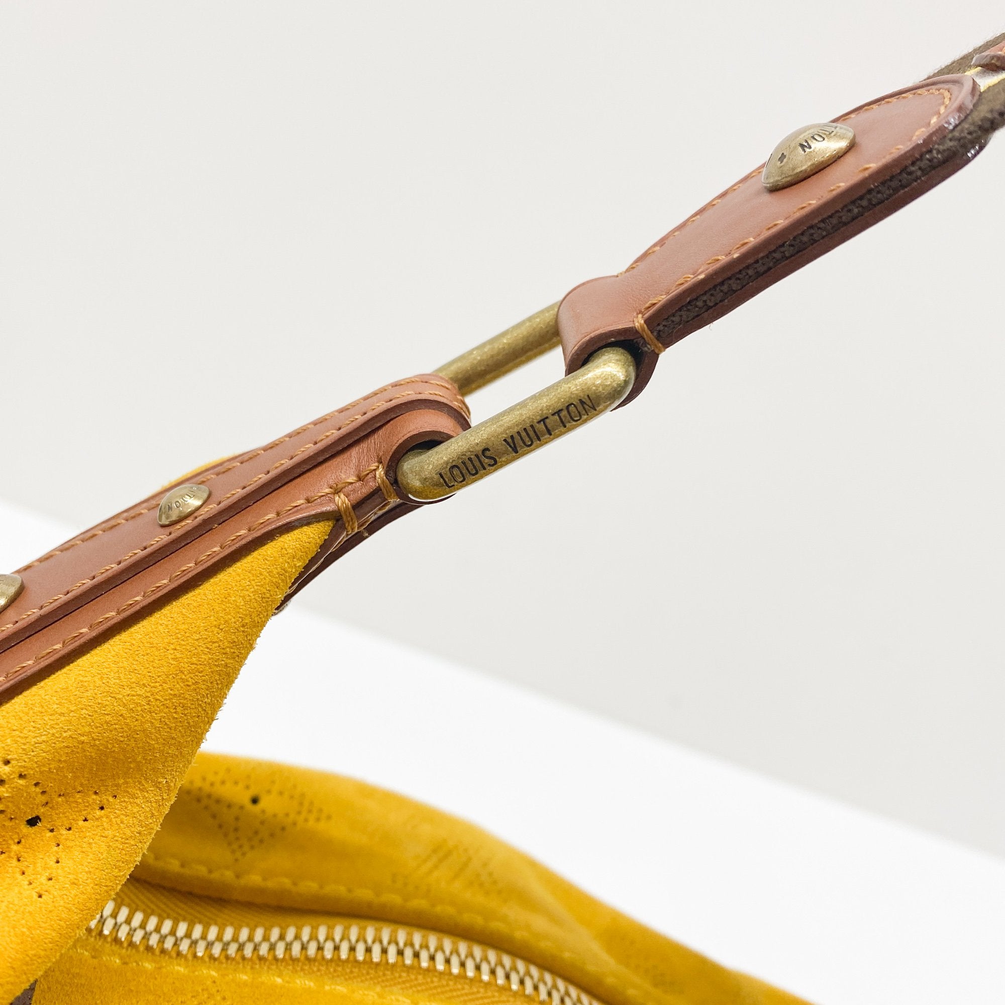 Onatah Yellow Monogram Suede Shoulder Bag