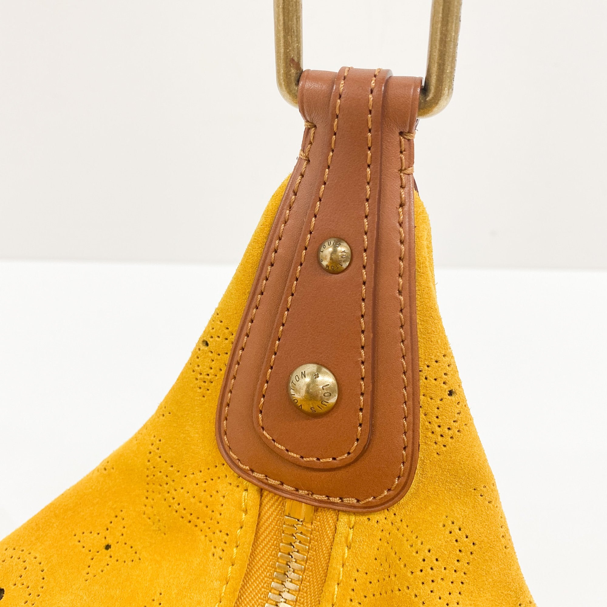 Onatah Yellow Monogram Suede Shoulder Bag
