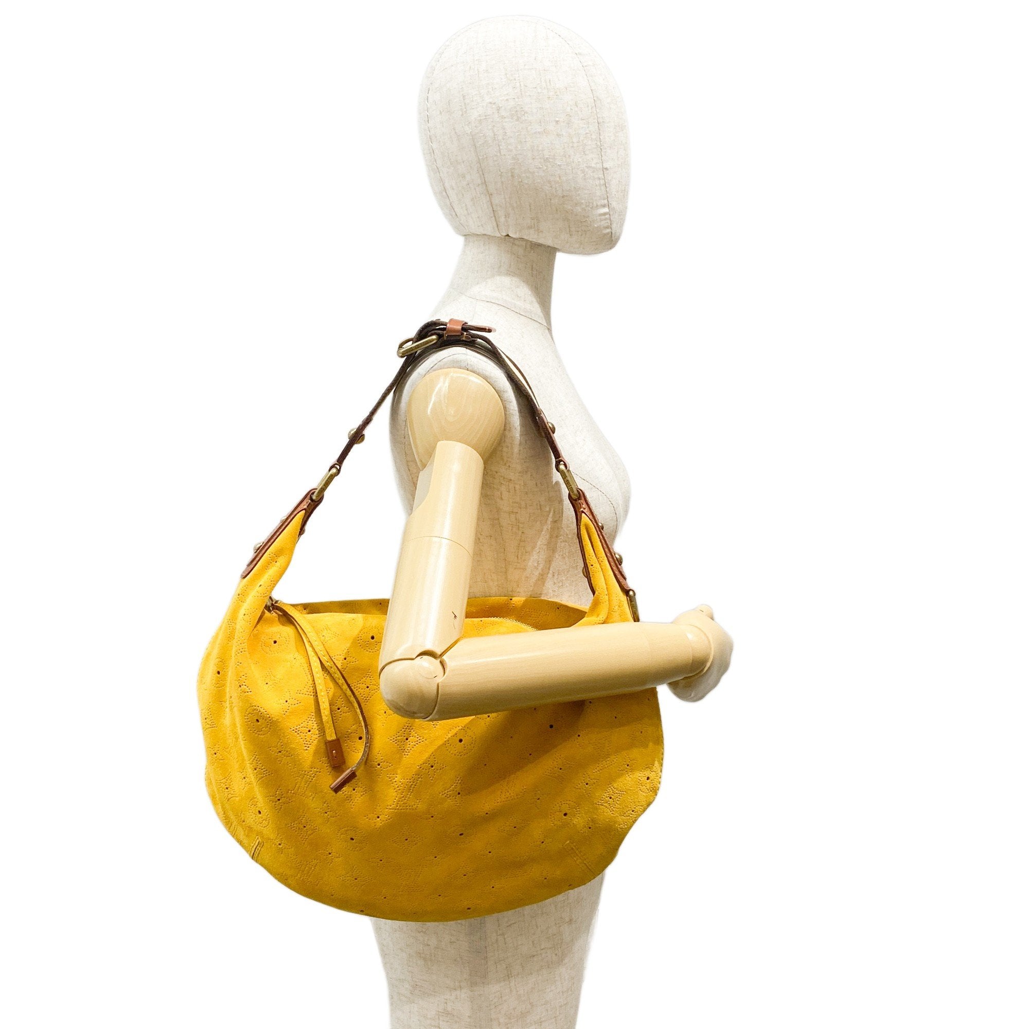 Onatah Yellow Monogram Suede Shoulder Bag