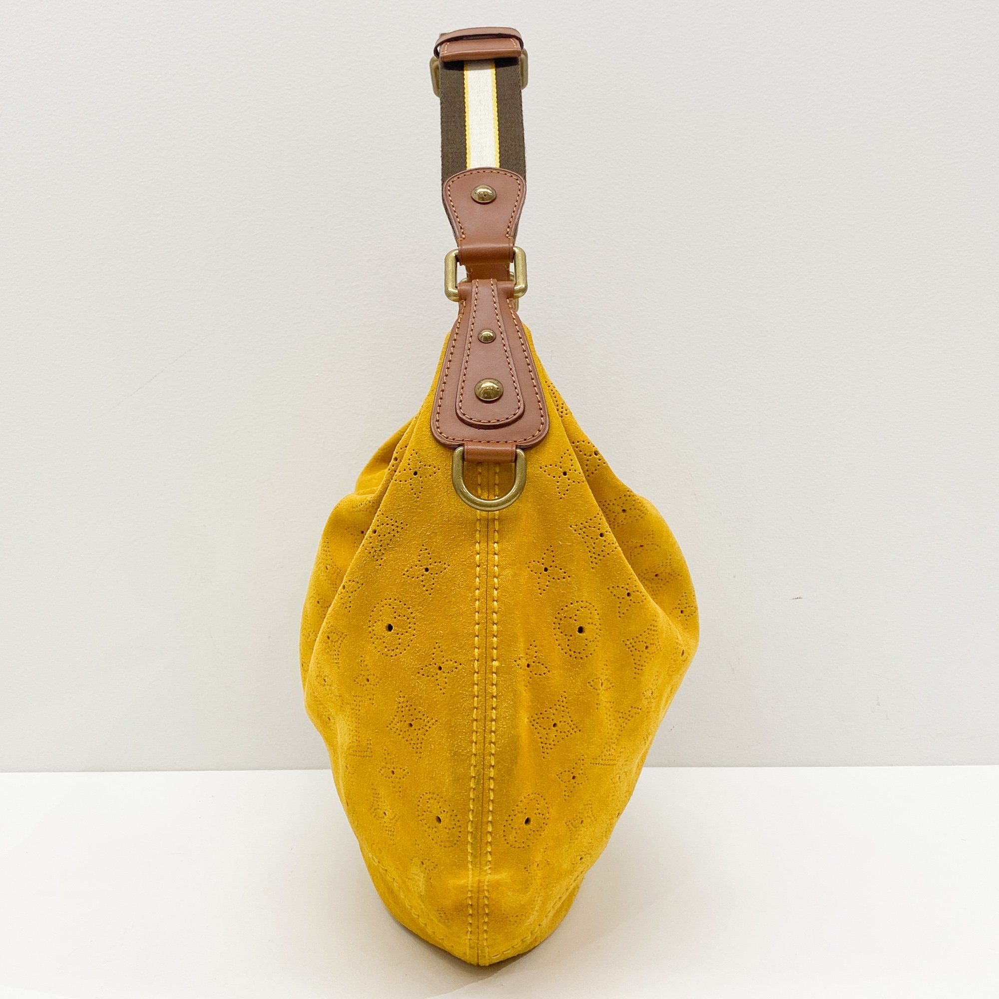 Onatah Yellow Monogram Suede Shoulder Bag