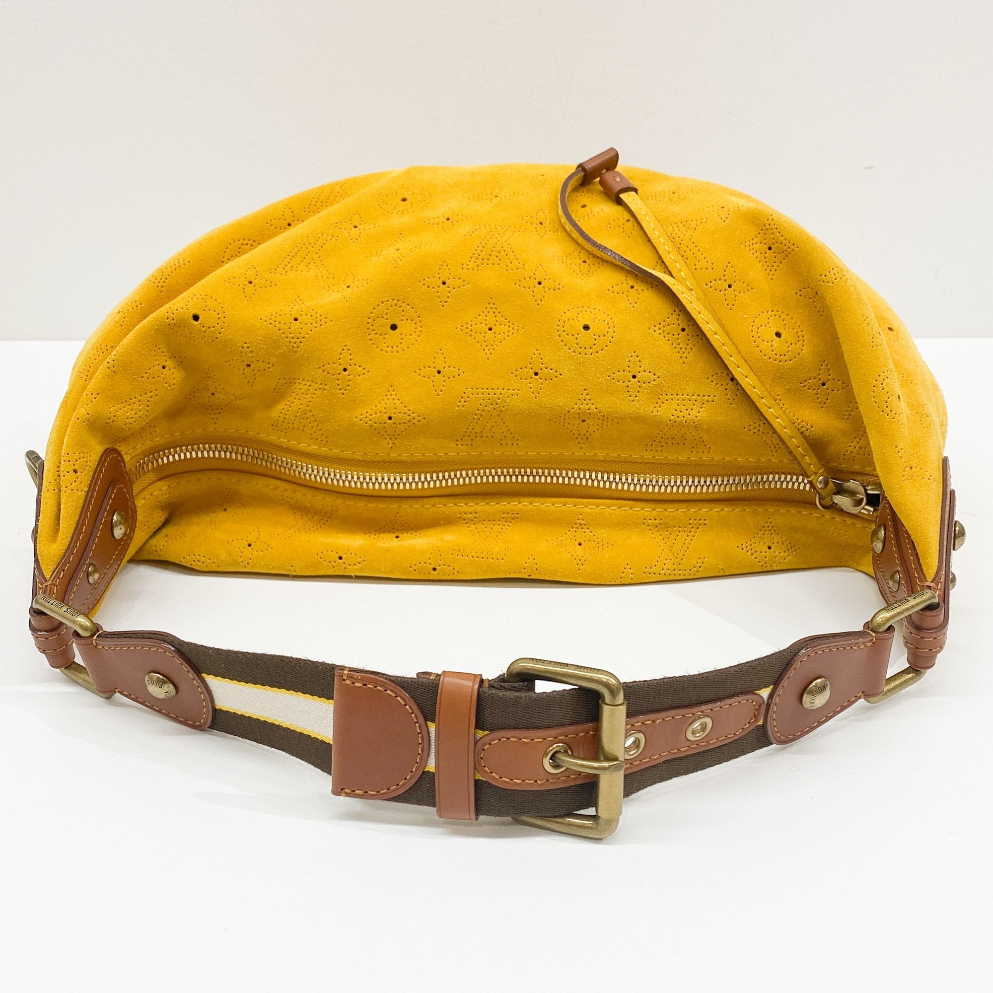Onatah Yellow Monogram Suede Shoulder Bag
