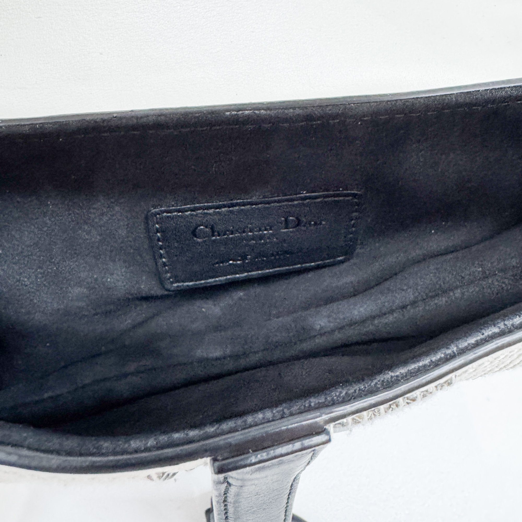 Mini Saddle Rhinestone Beige Leather Hand Bag