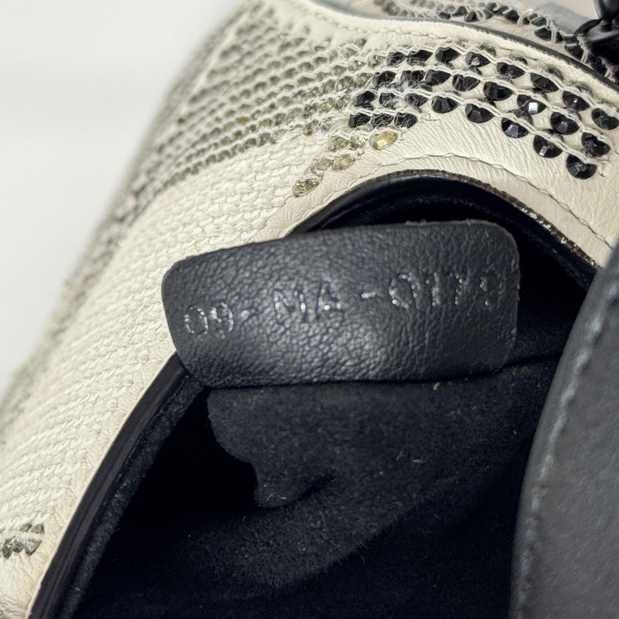 Mini Saddle Rhinestone Beige Leather Hand Bag