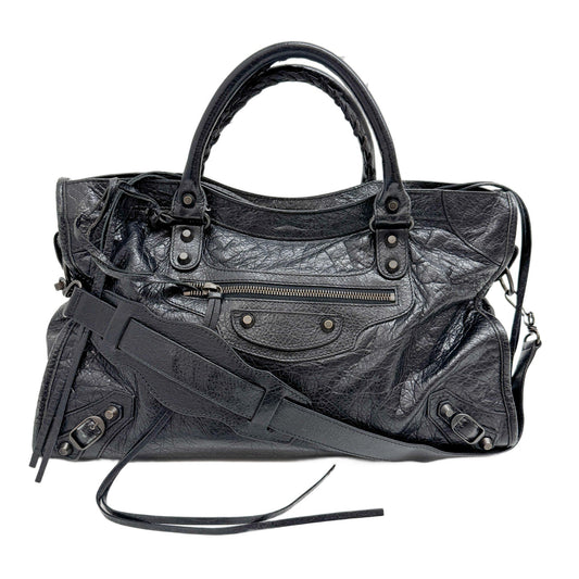 The City Black Leather Two Way Bag