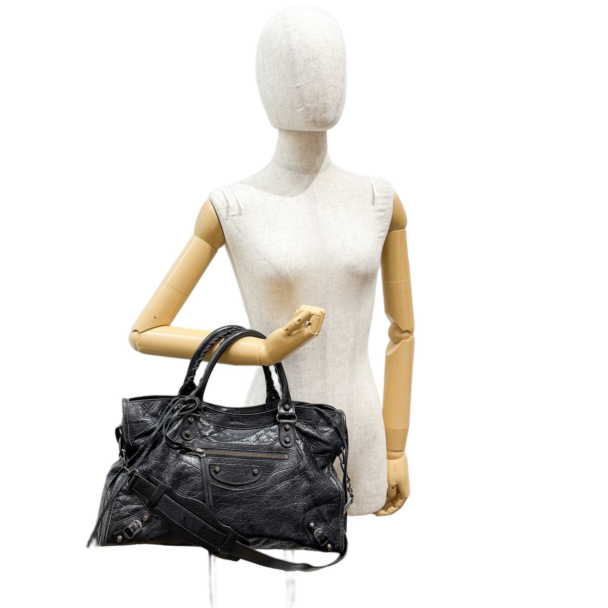 The City Black Leather Two Way Bag