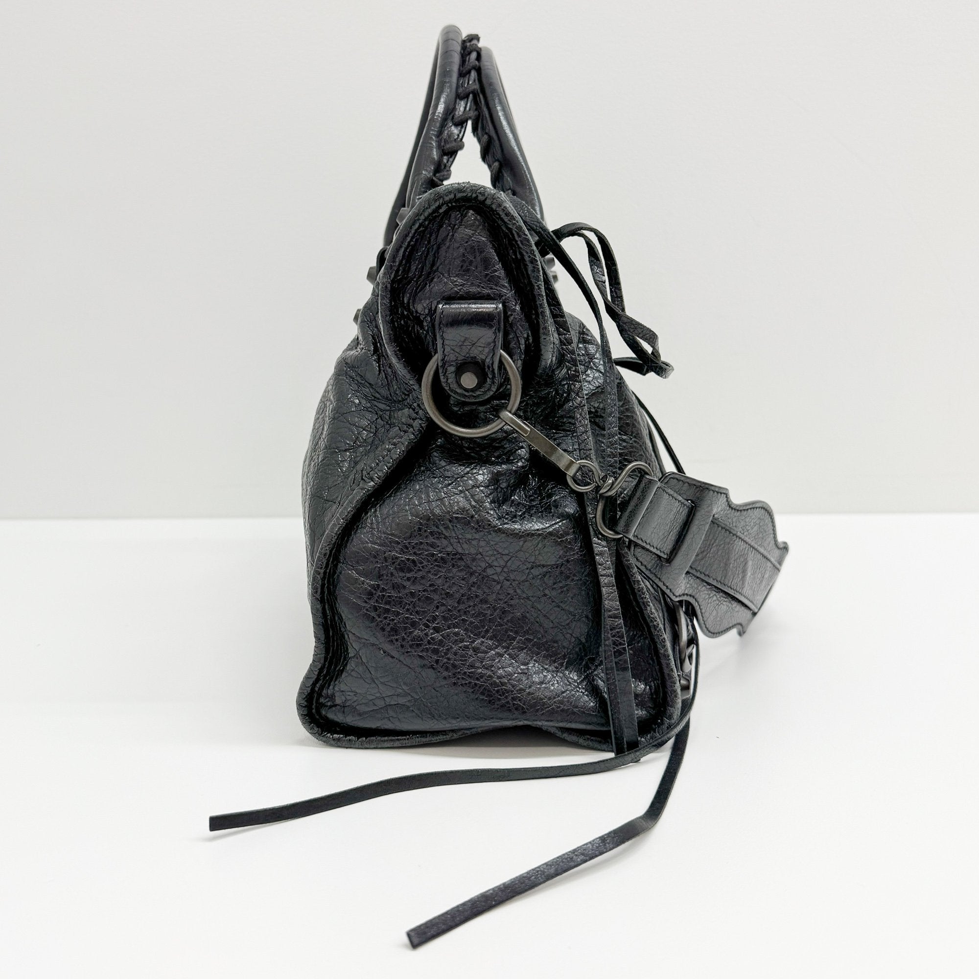 The City Black Leather Two Way Bag