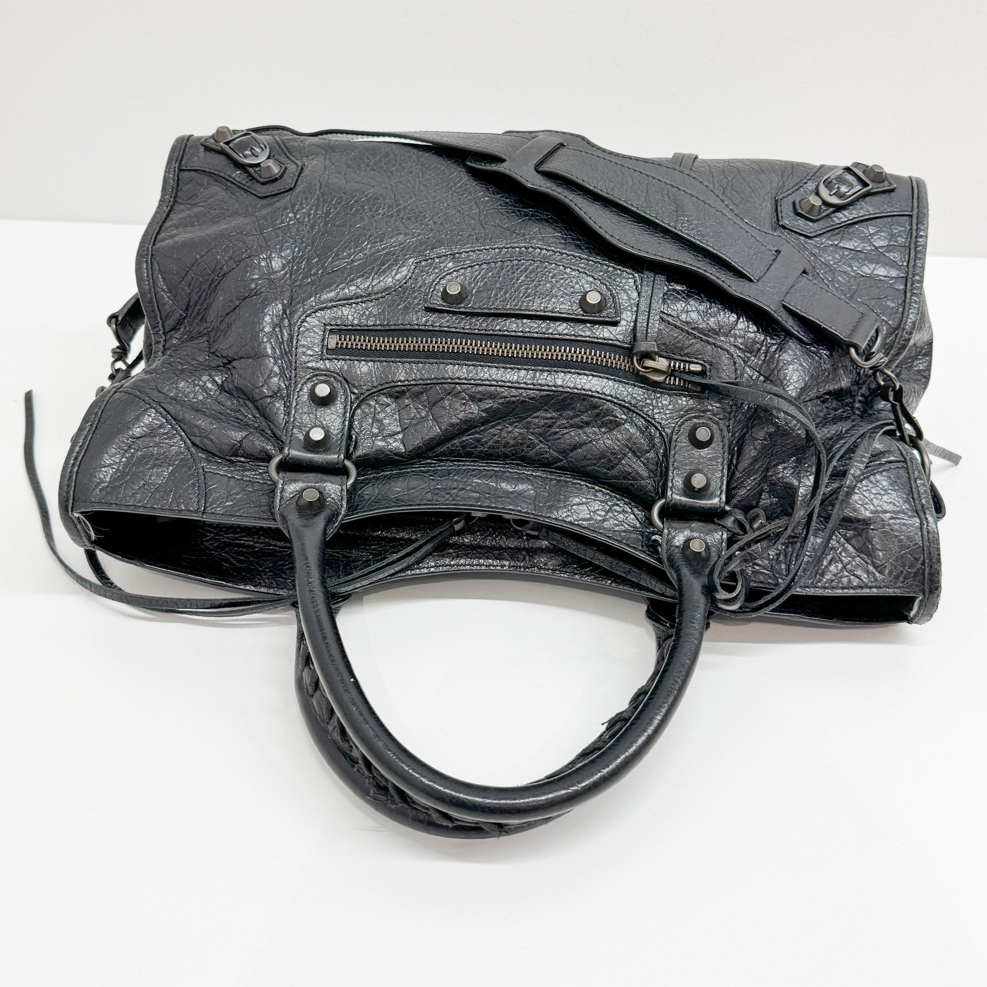 The City Black Leather Two Way Bag