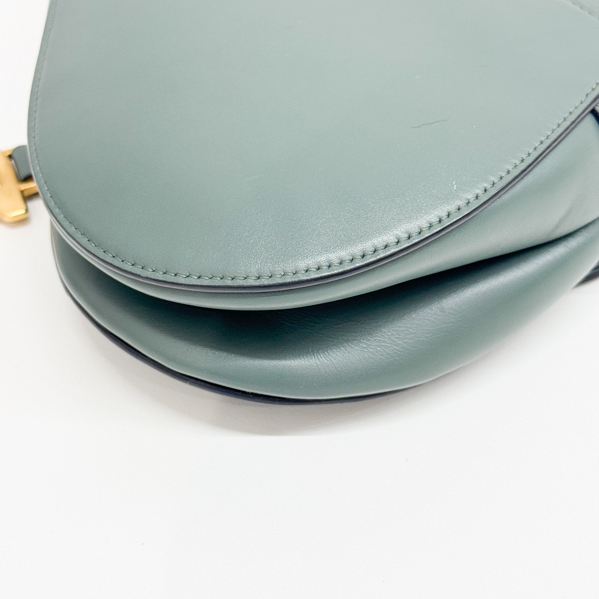 Saddle Clay Green Leather Shoulder Bag