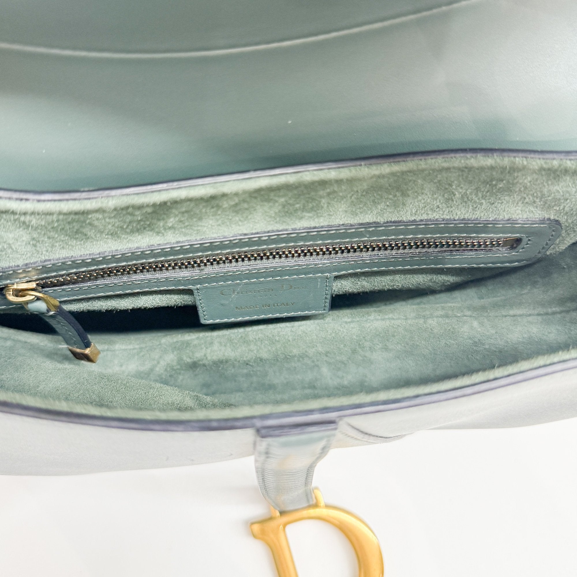 Saddle Clay Green Leather Shoulder Bag