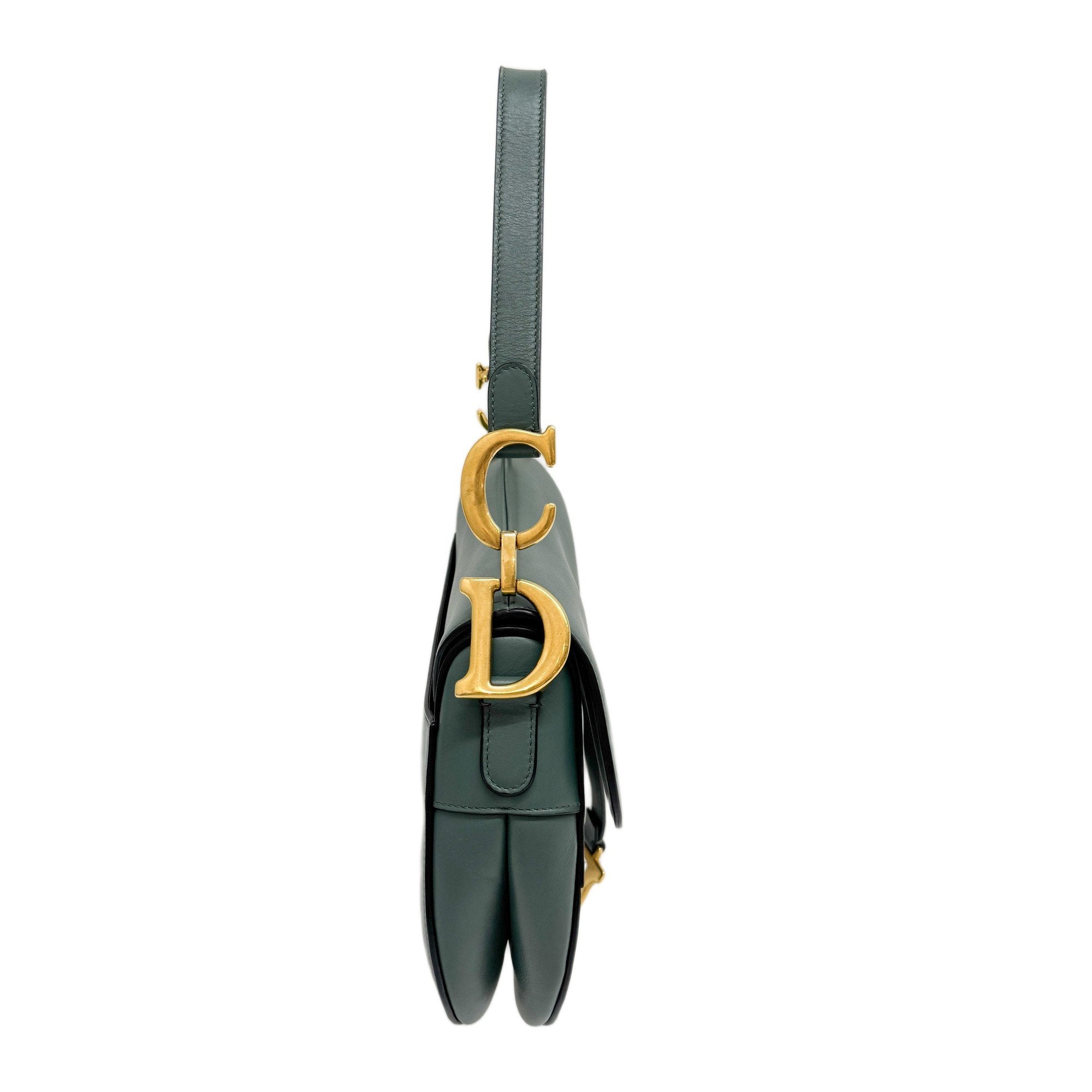 Saddle Clay Green Leather Shoulder Bag