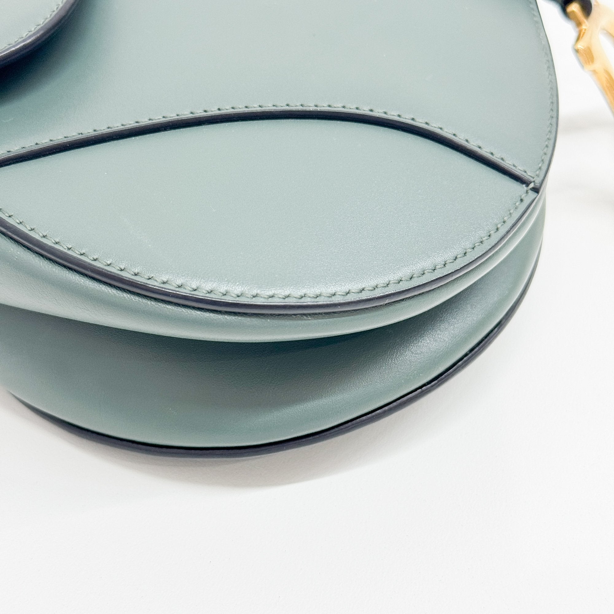 Saddle Clay Green Leather Shoulder Bag