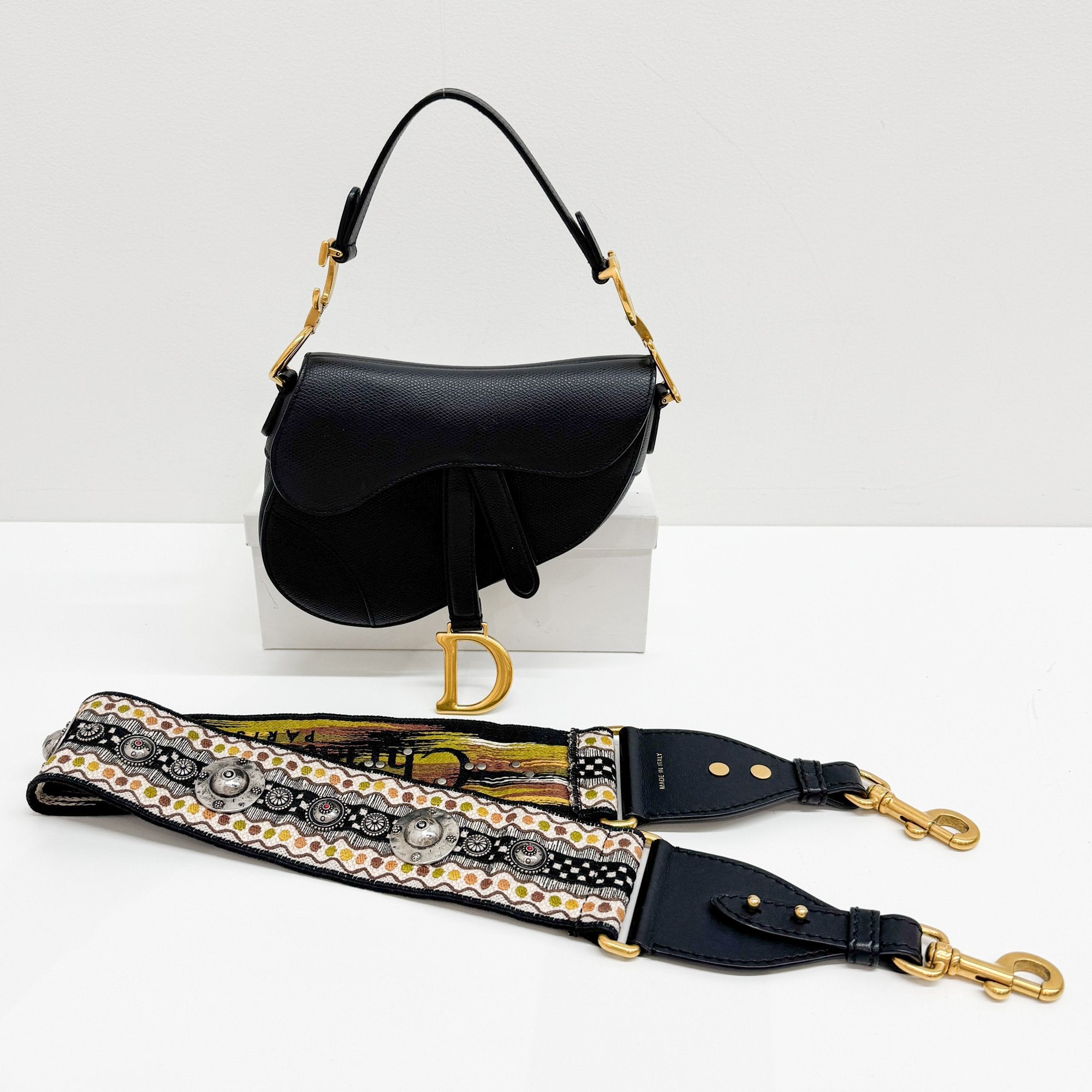 Mini Saddle Black Leather Two Way Bag