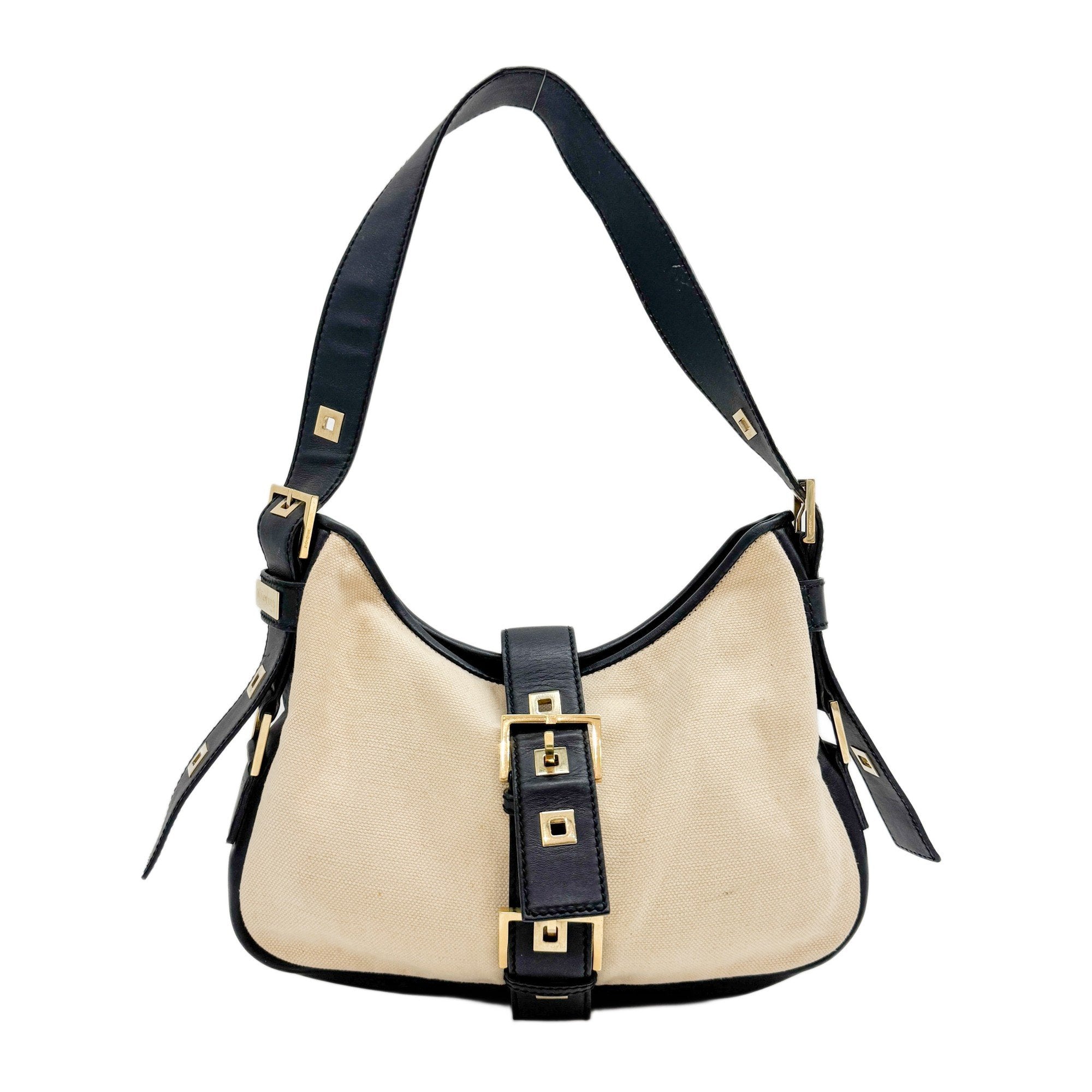 Beige Cotton Shoulder Bag