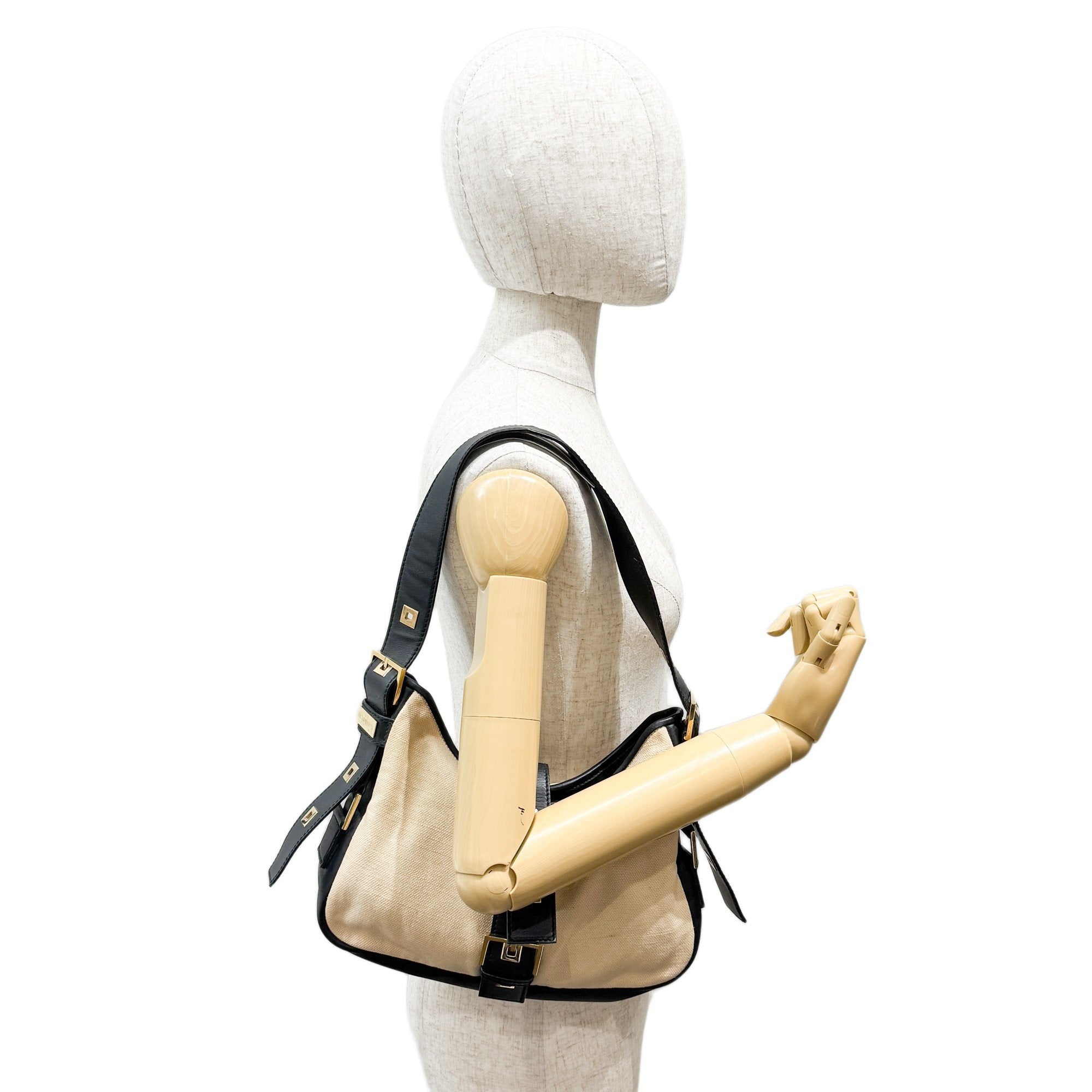 Beige Cotton Shoulder Bag