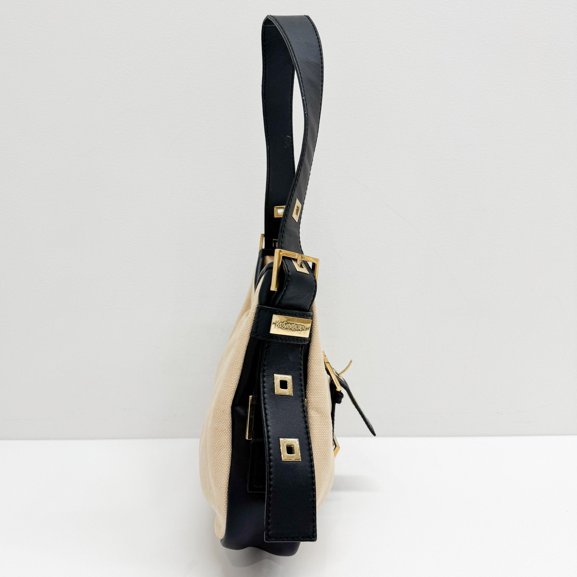 Beige Cotton Shoulder Bag