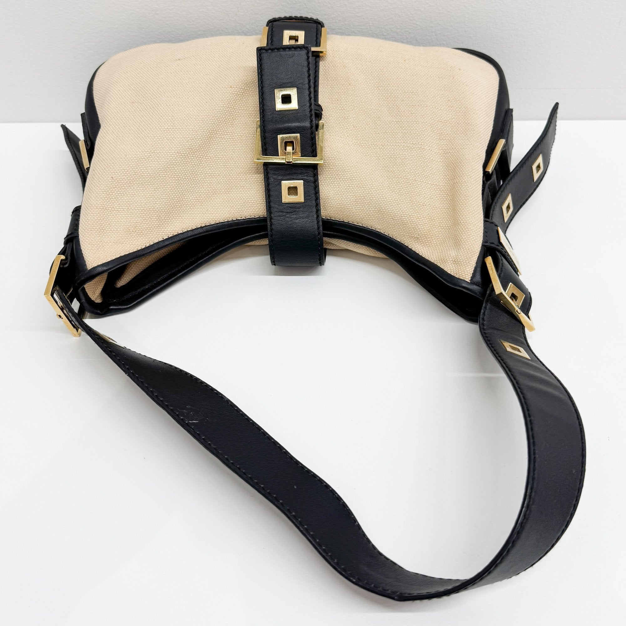Beige Cotton Shoulder Bag