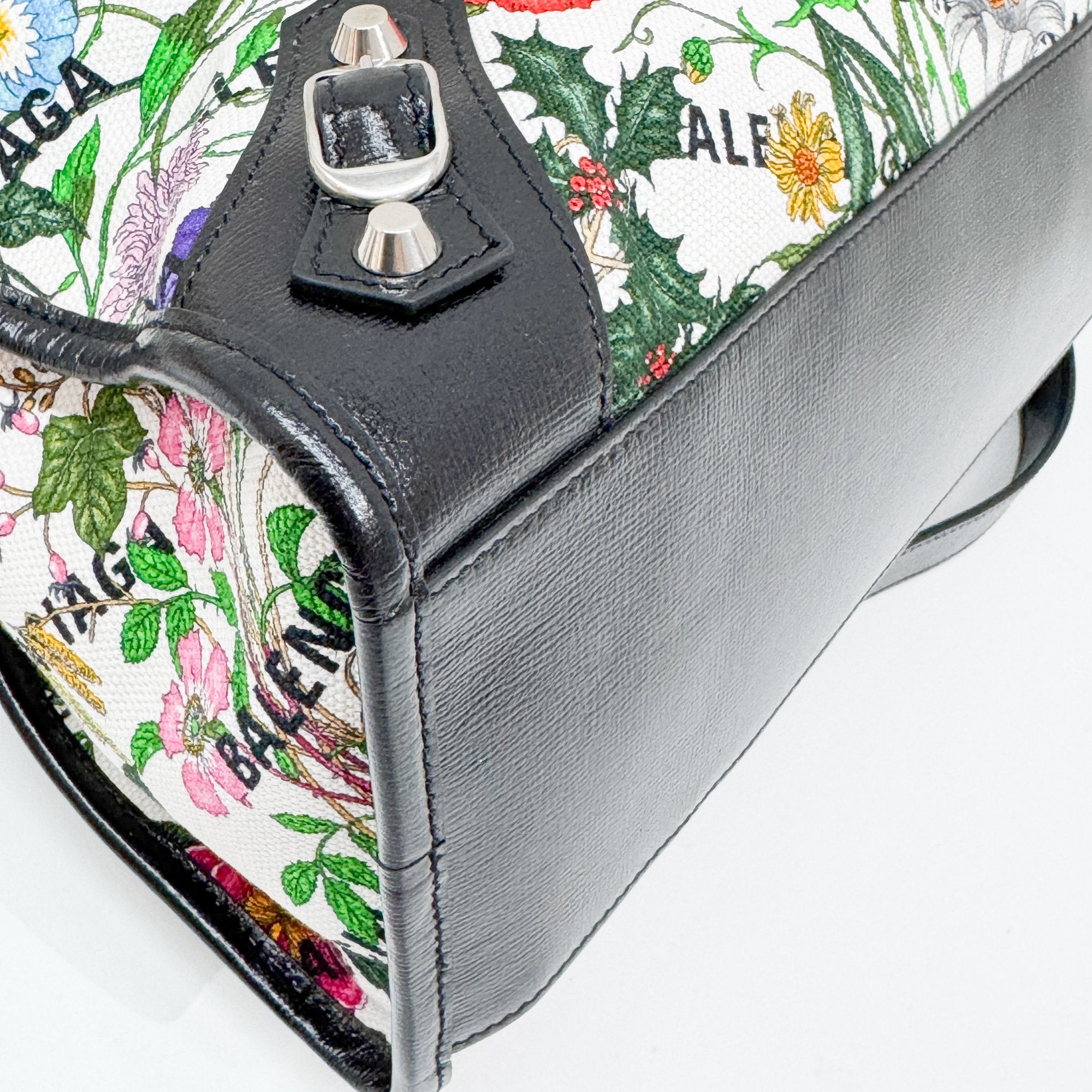 Balenciaga X Gucci Hacker Project The City Multi-Color Floral Canvas Two Way Bag