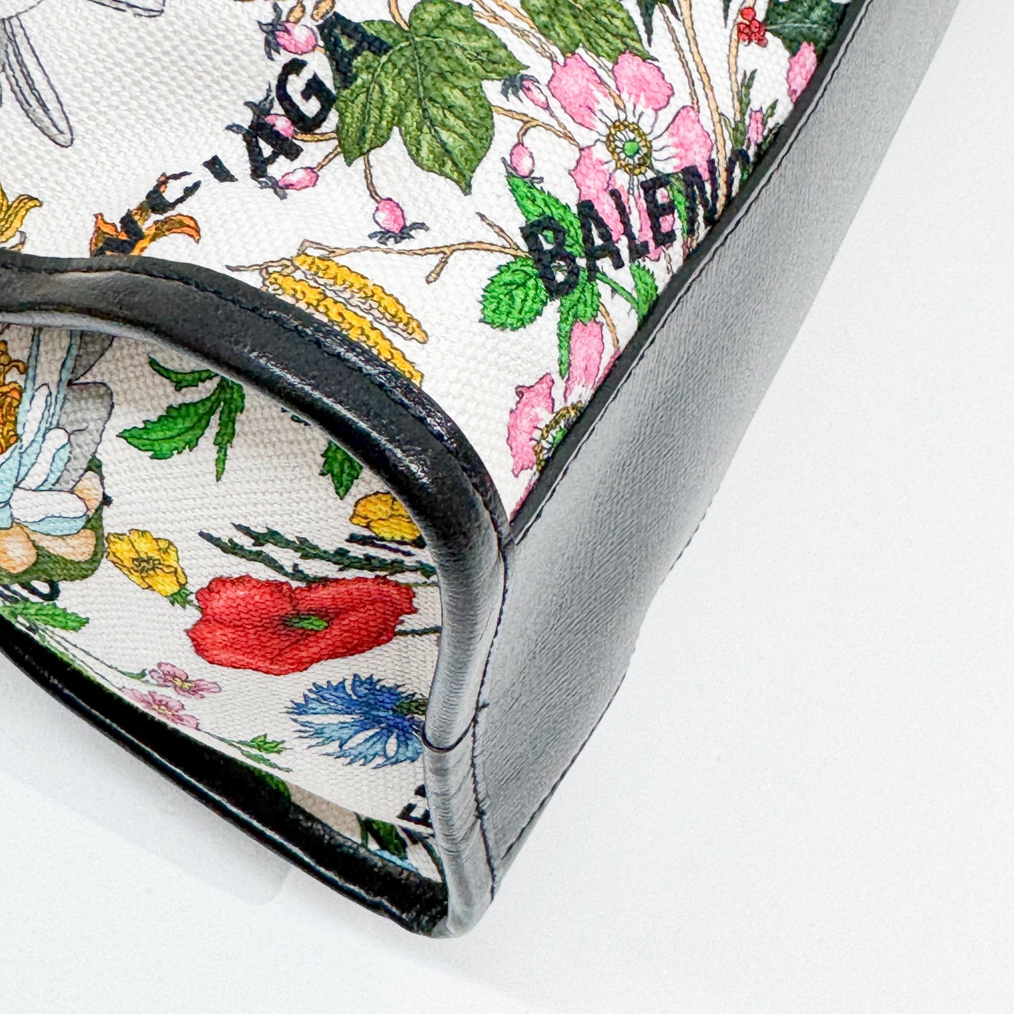 Balenciaga X Gucci Hacker Project The City Multi-Color Floral Canvas Two Way Bag