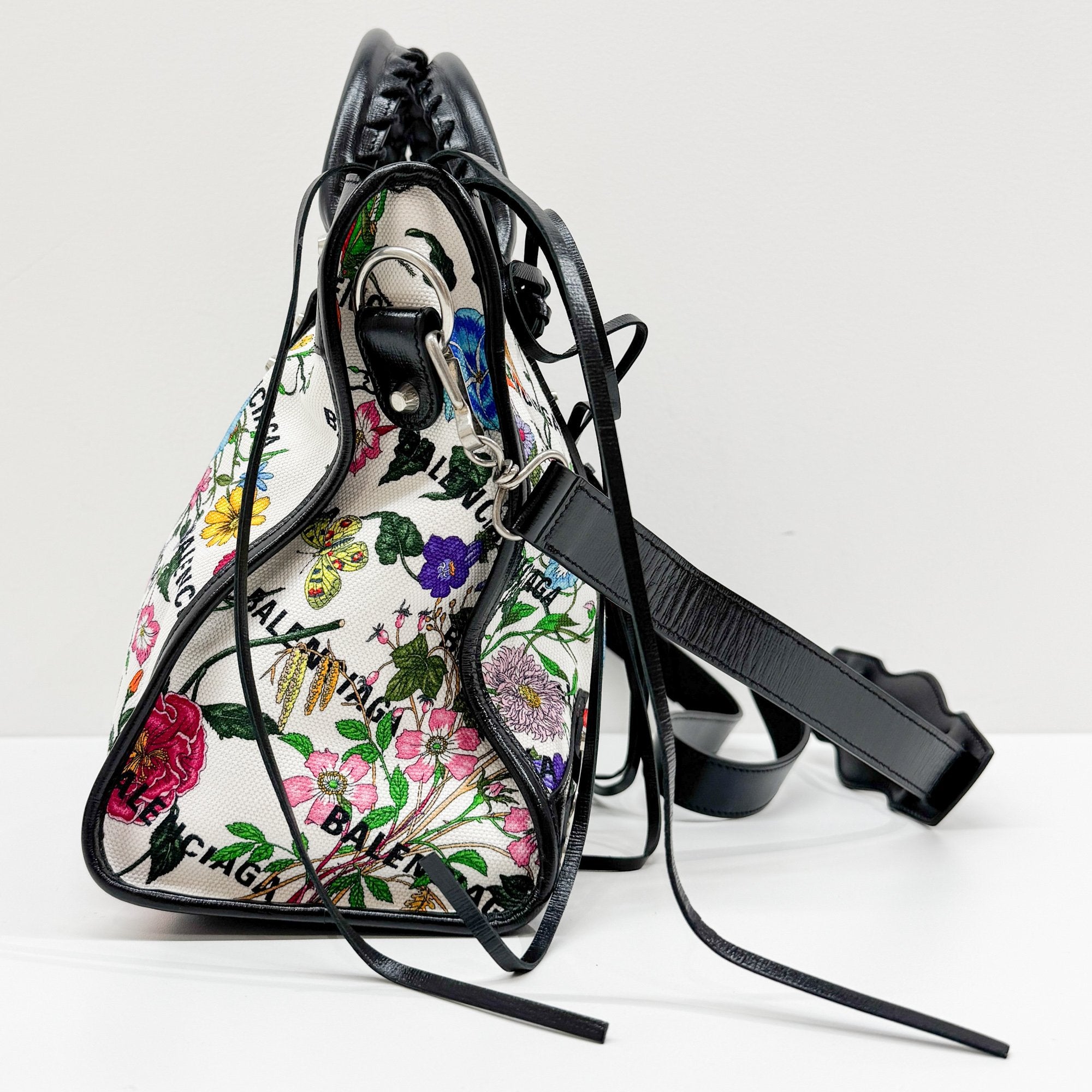 Balenciaga X Gucci Hacker Project The City Multi-Color Floral Canvas Two Way Bag
