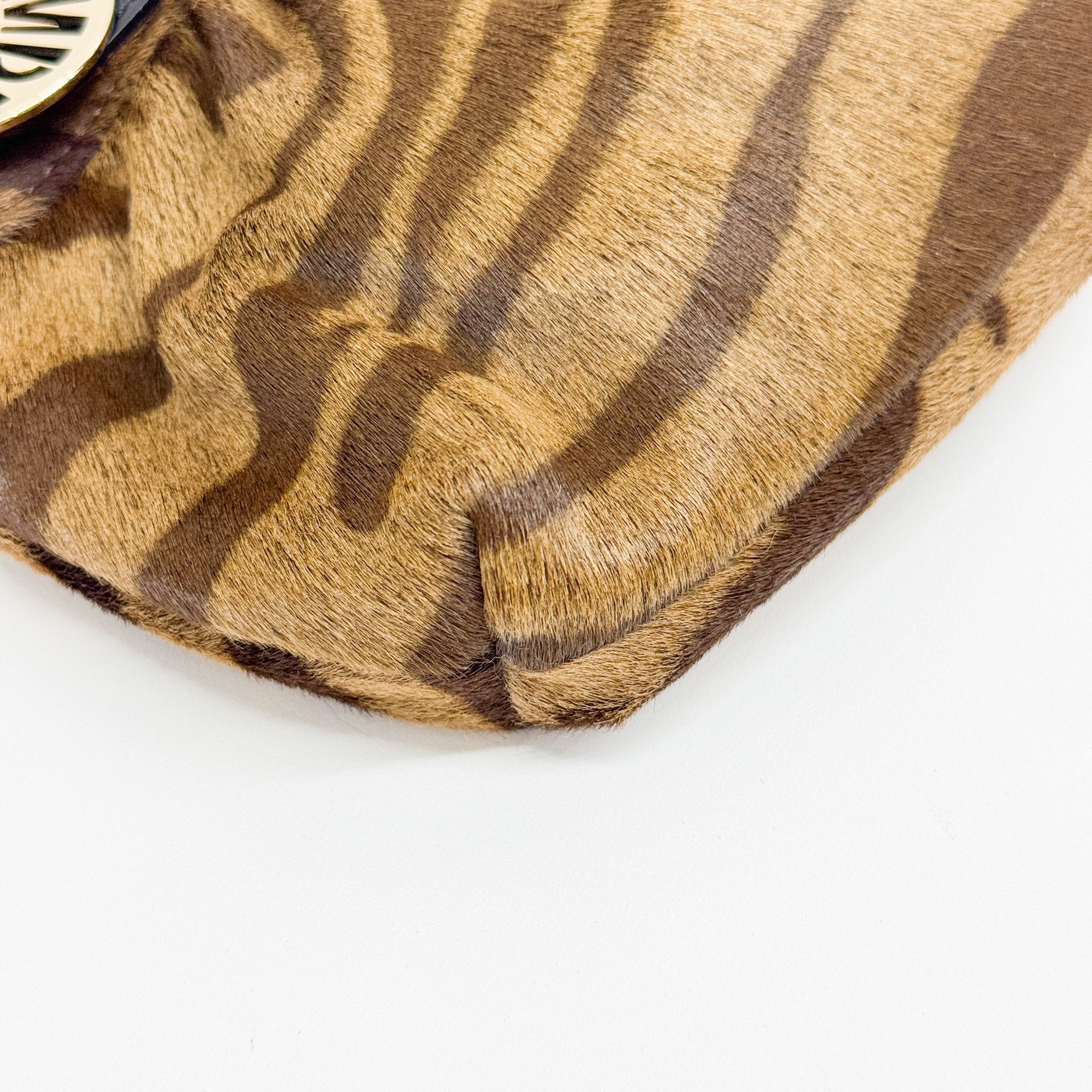Chef Brown Zebra Print Pony Hair Shoulder Bag