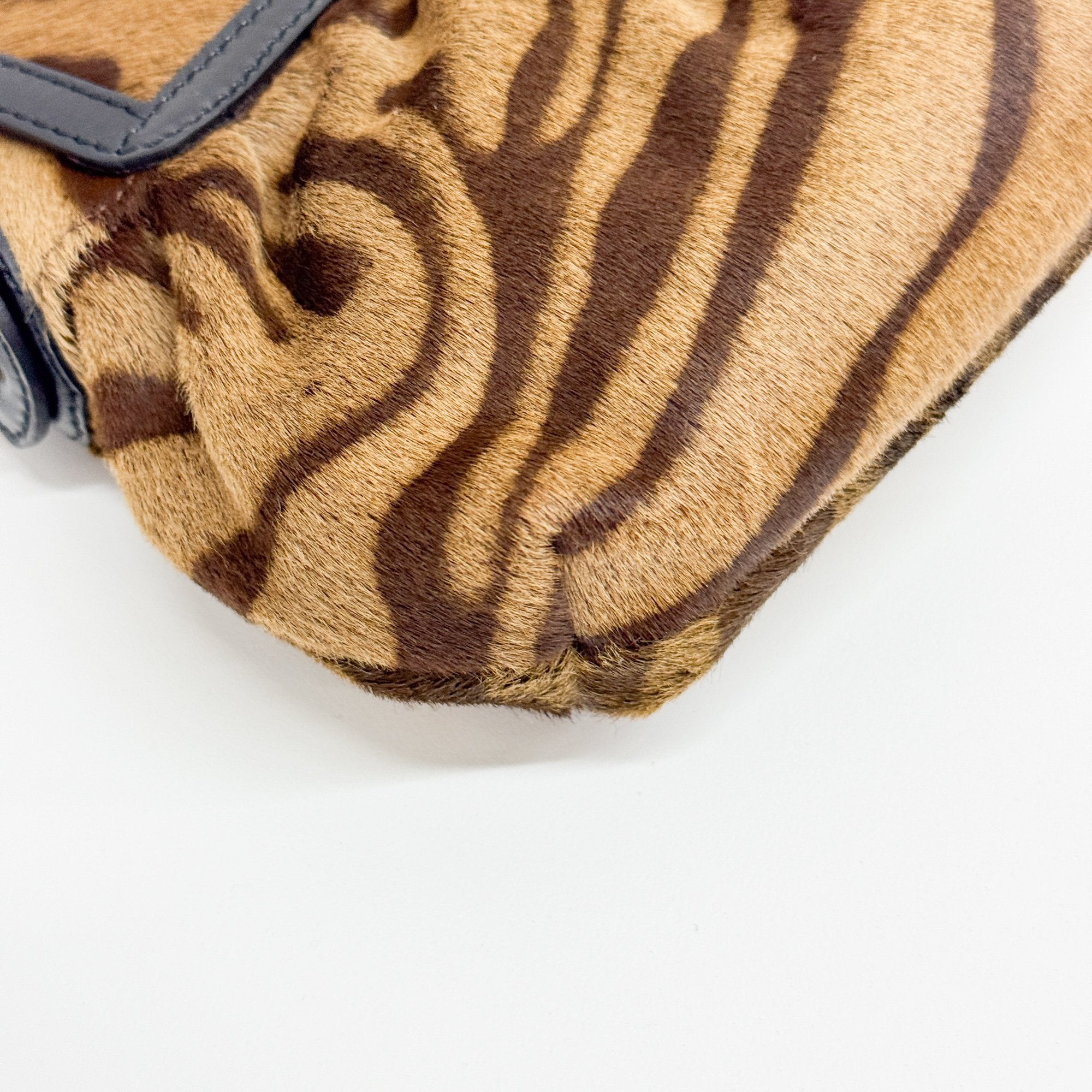 Chef Brown Zebra Print Pony Hair Shoulder Bag