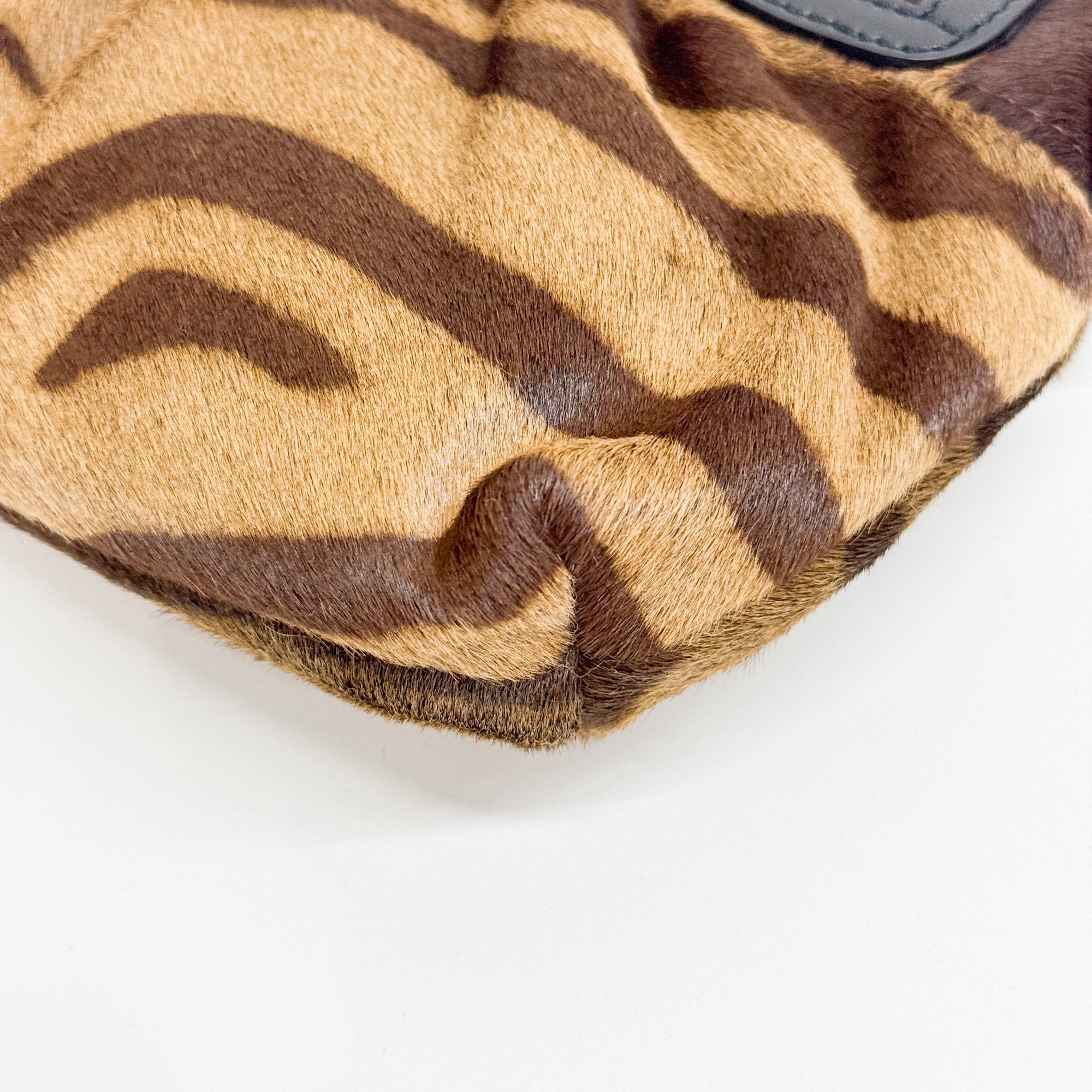 Chef Brown Zebra Print Pony Hair Shoulder Bag