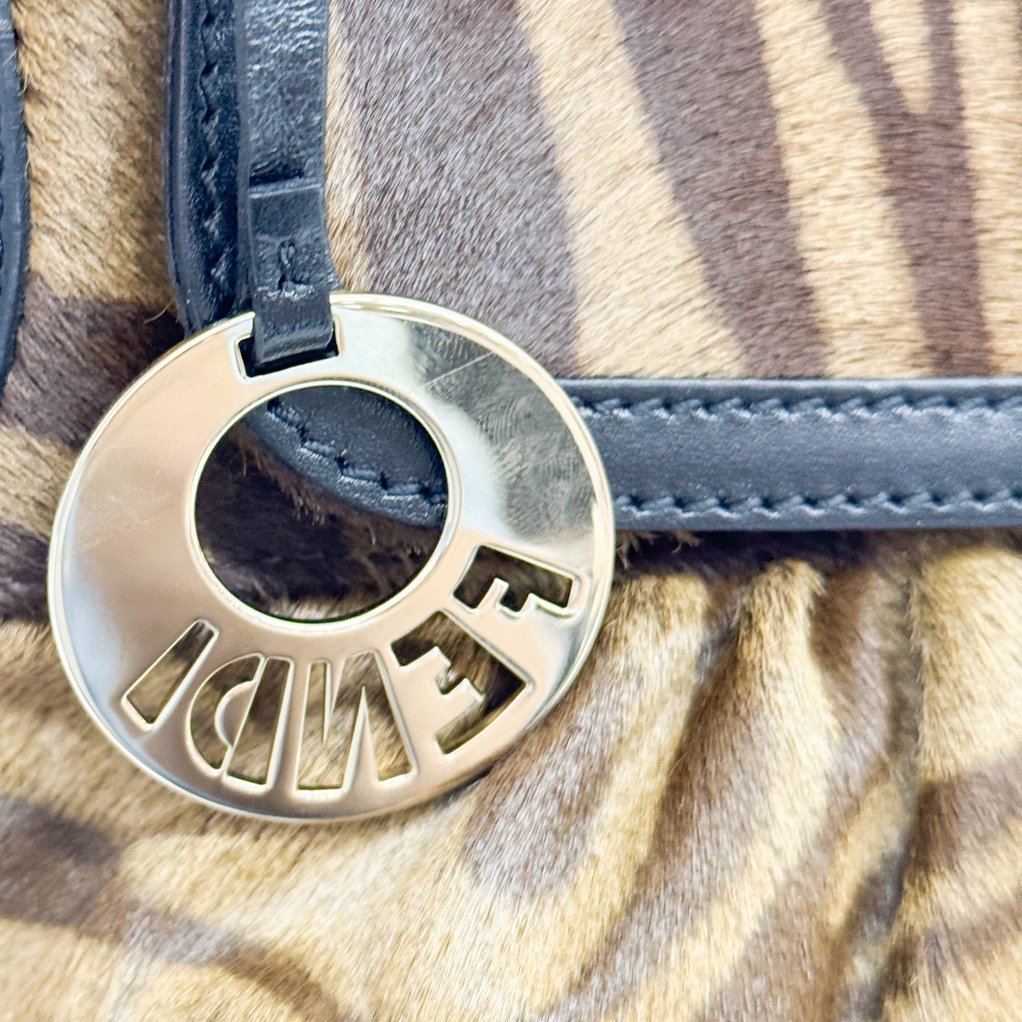 Chef Brown Zebra Print Pony Hair Shoulder Bag