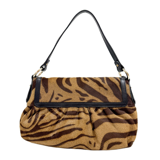 Chef Brown Zebra Print Pony Hair Shoulder Bag