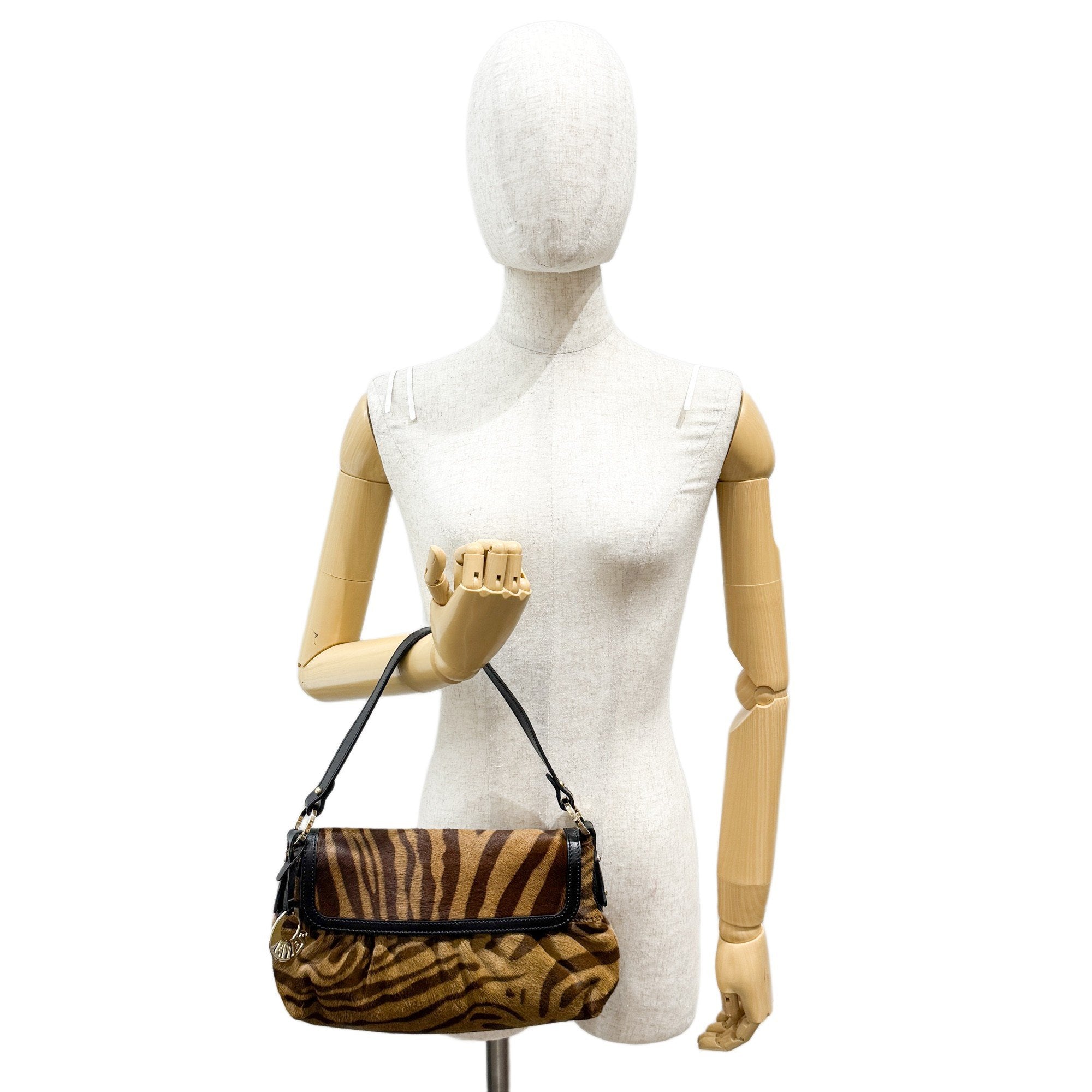 Chef Brown Zebra Print Pony Hair Shoulder Bag