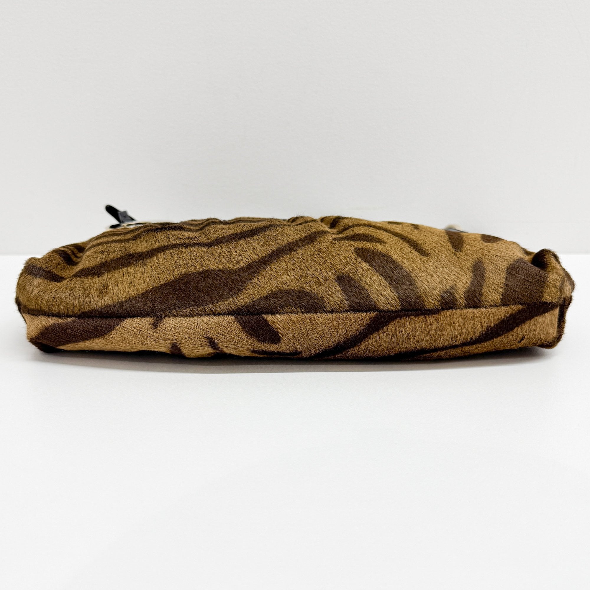Chef Brown Zebra Print Pony Hair Shoulder Bag