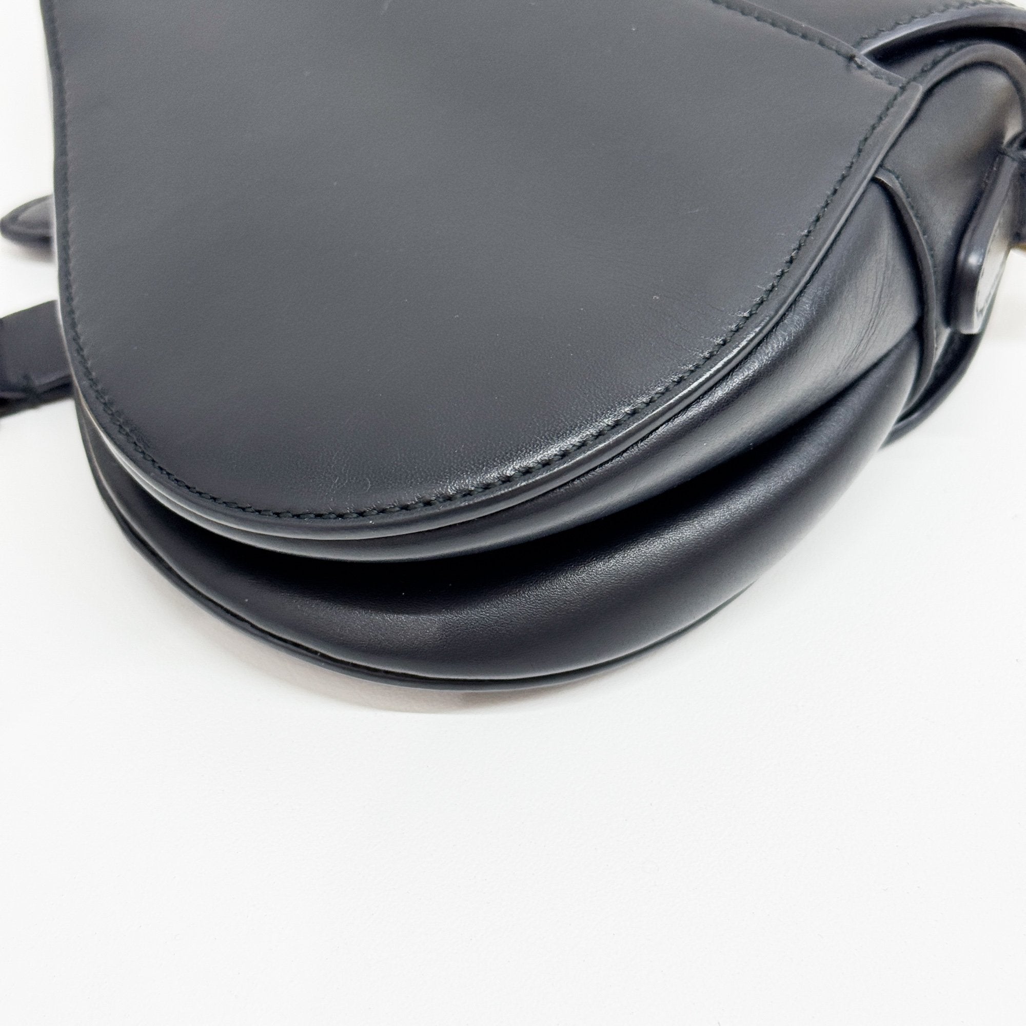 Mini Saddle Black Leather Hand Bag