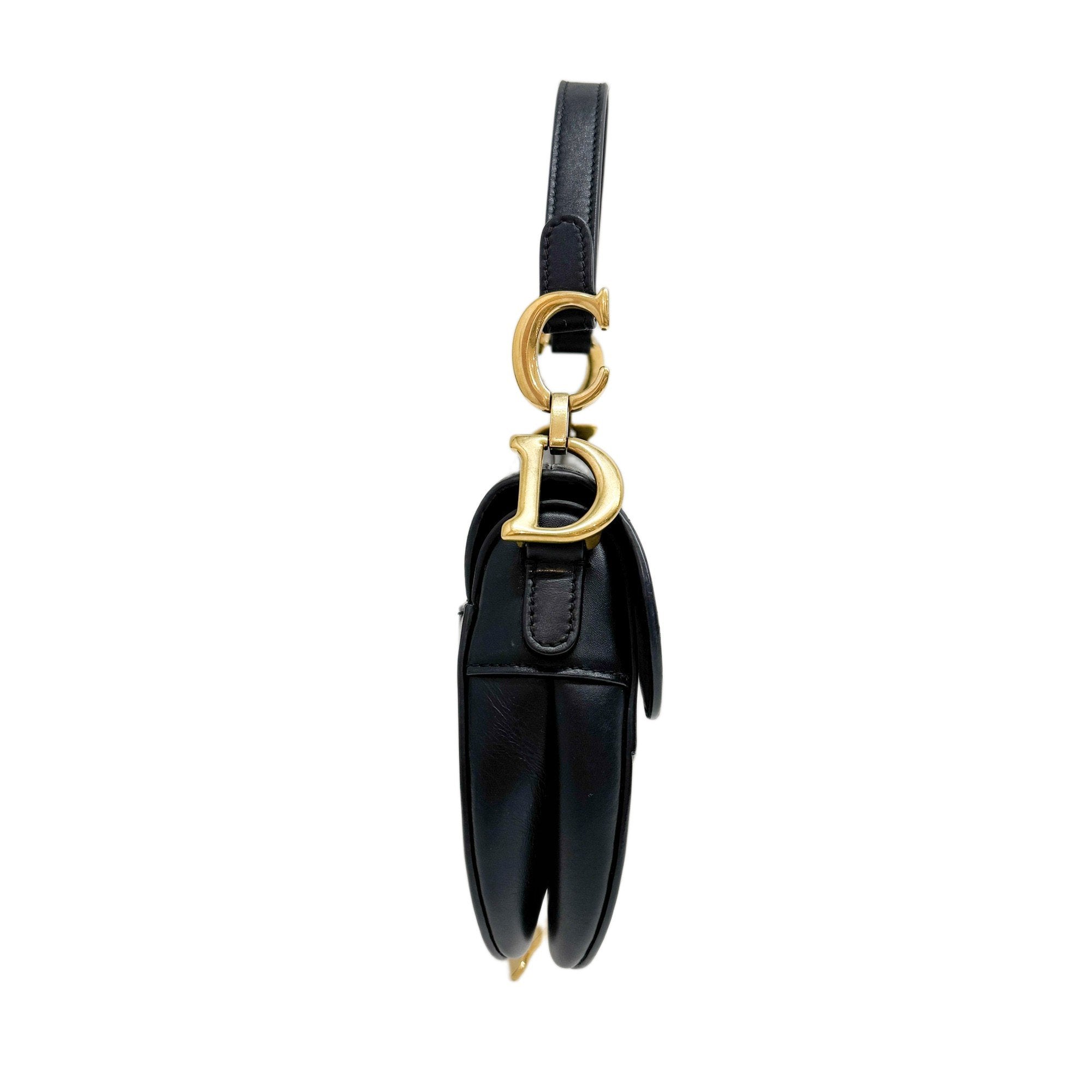 Mini Saddle Black Leather Hand Bag