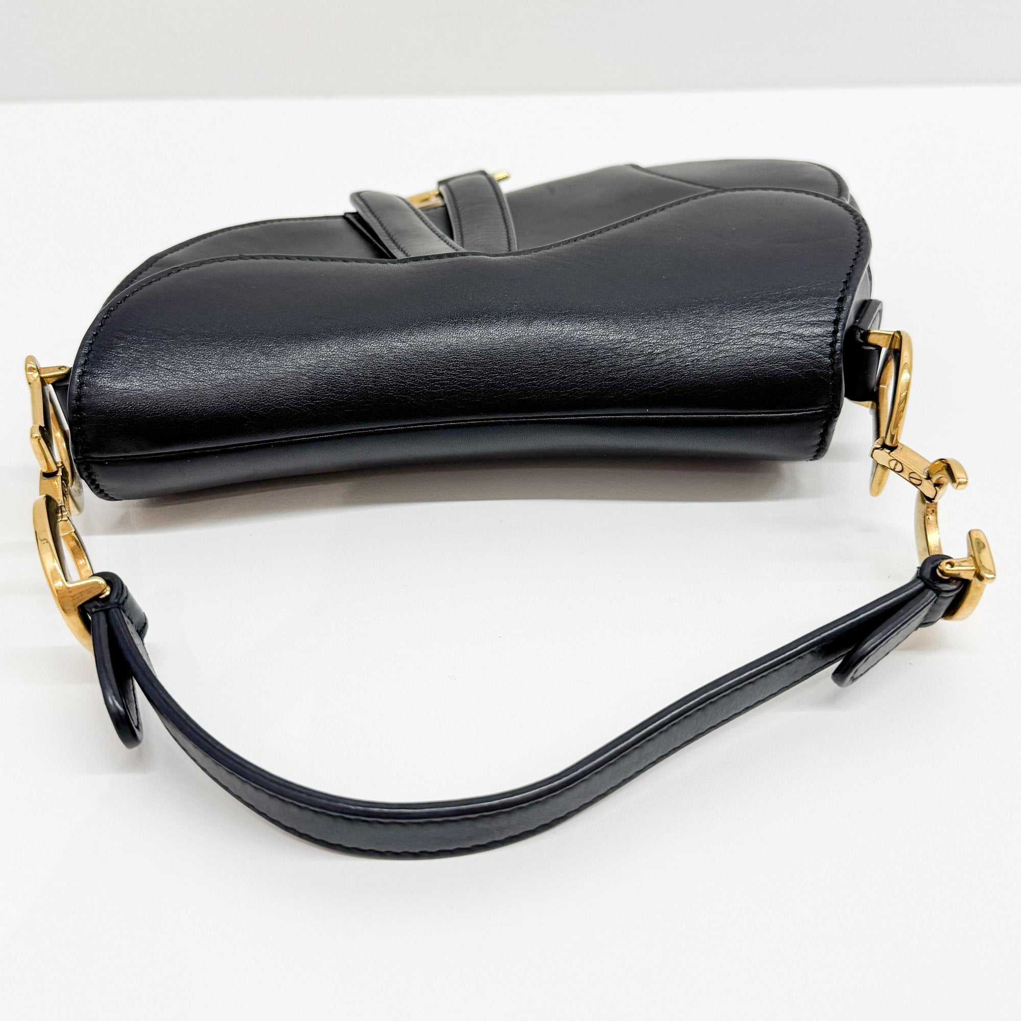 Mini Saddle Black Leather Hand Bag