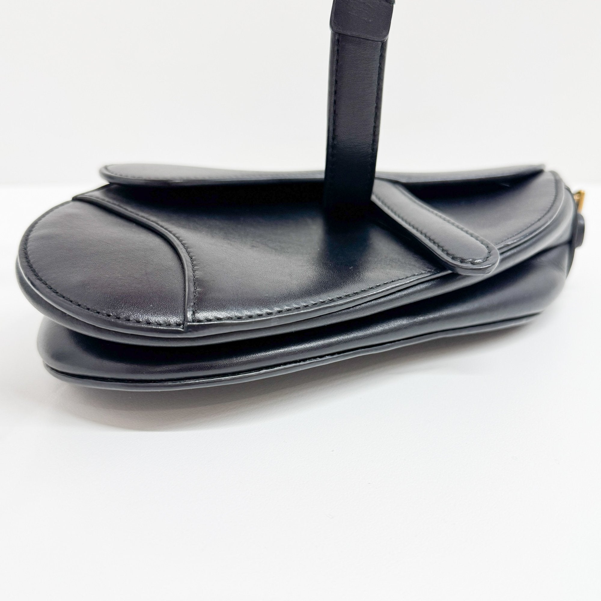 Mini Saddle Black Leather Hand Bag