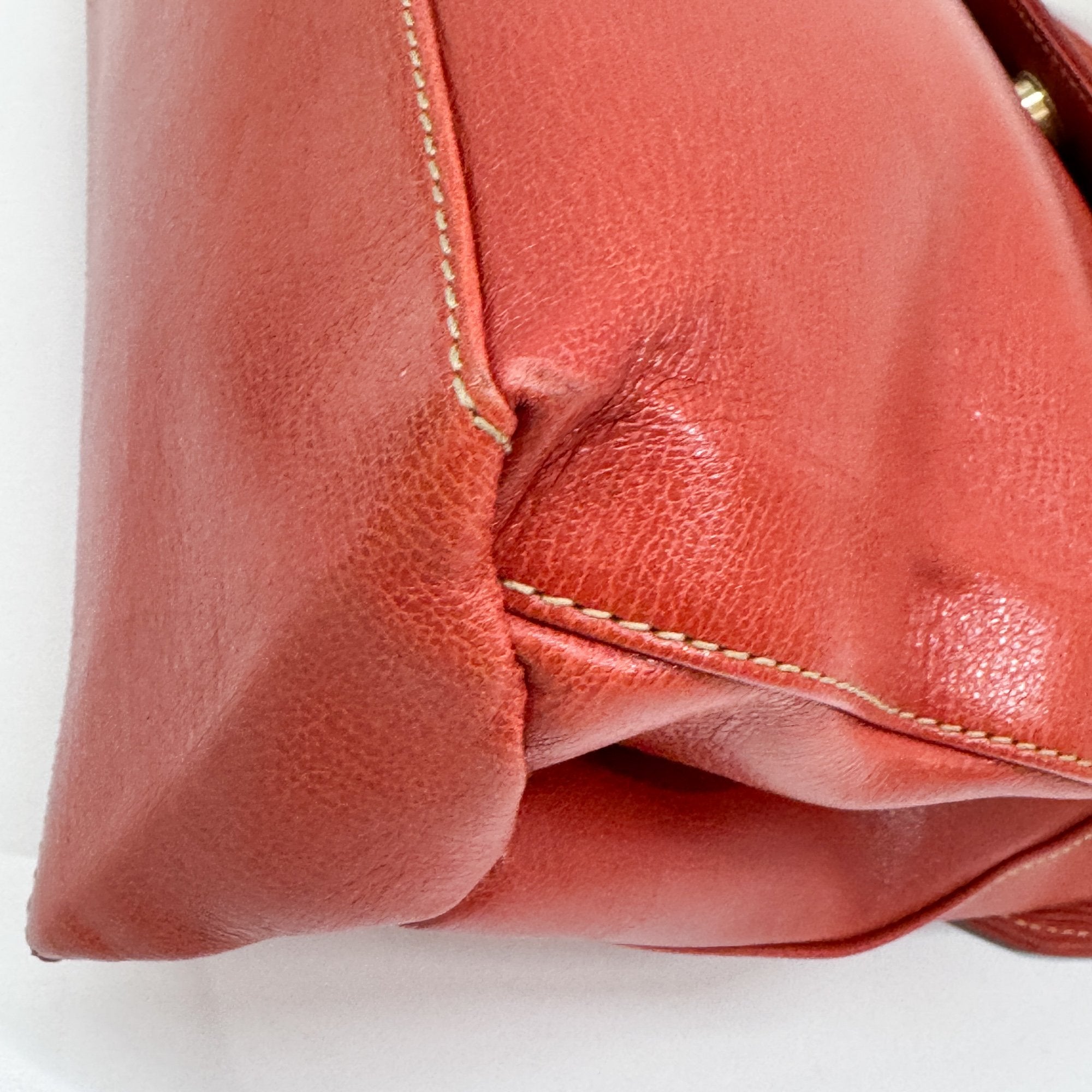 Velazquez Orange Leather Two Way Bag