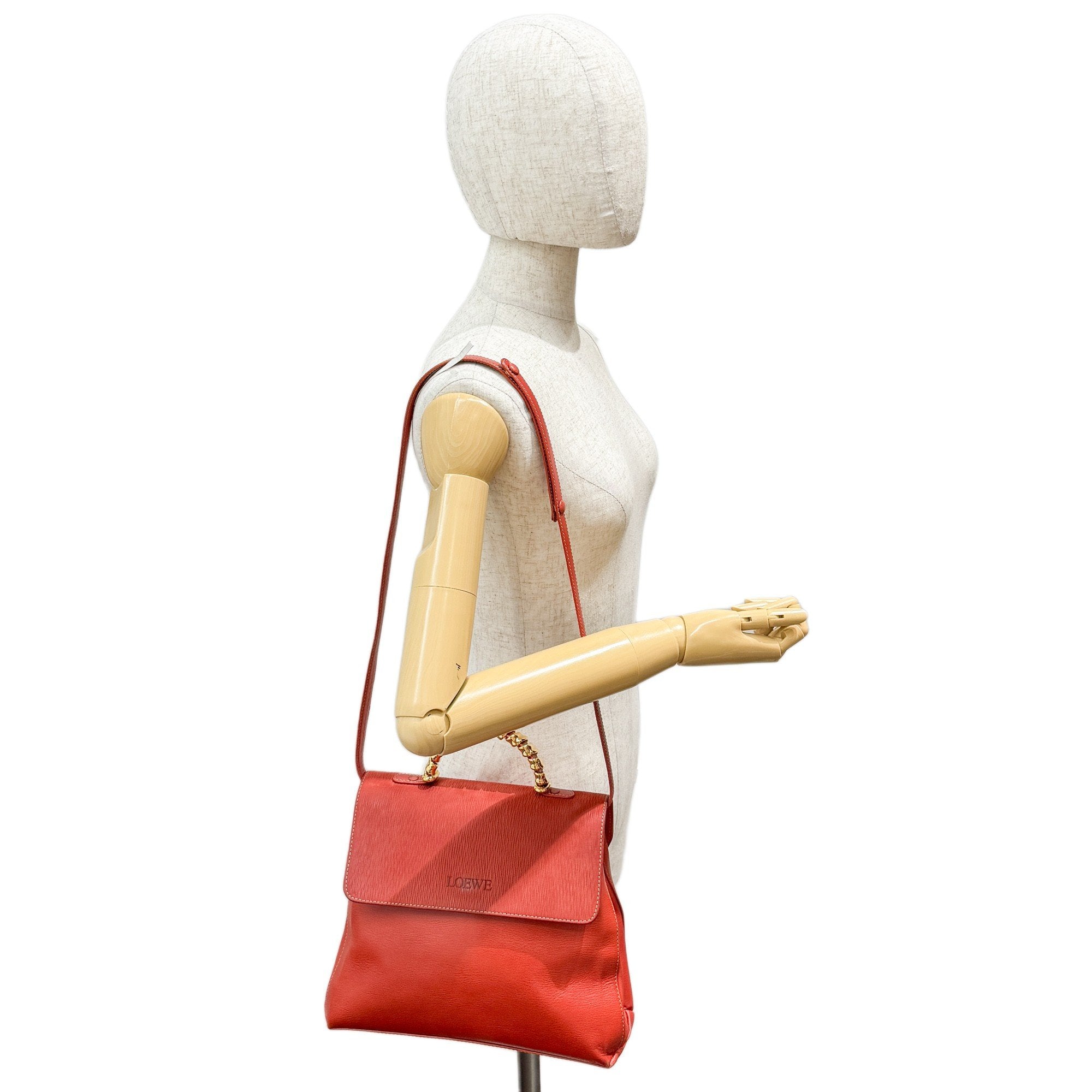 Velazquez Orange Leather Two Way Bag