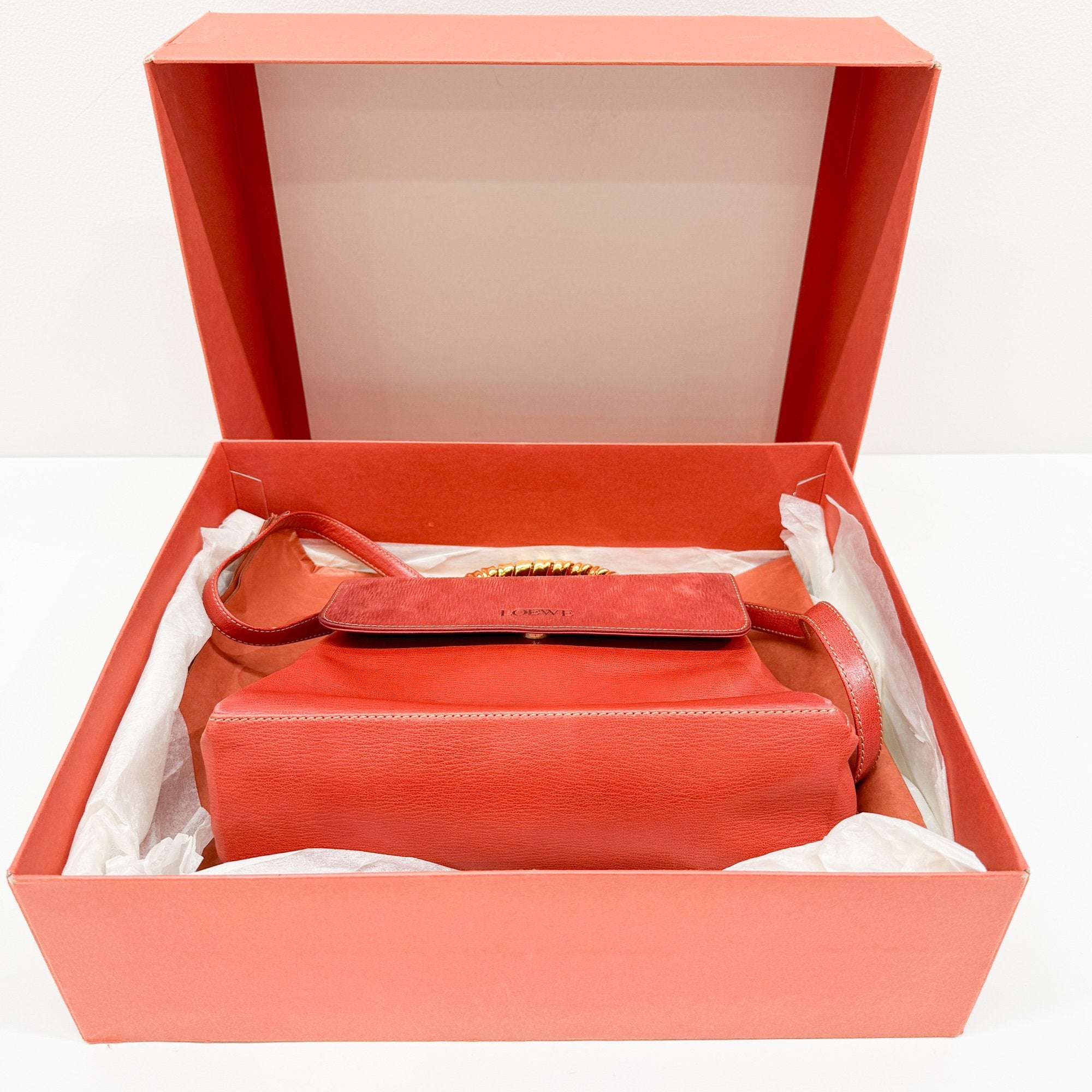 Velazquez Orange Leather Two Way Bag