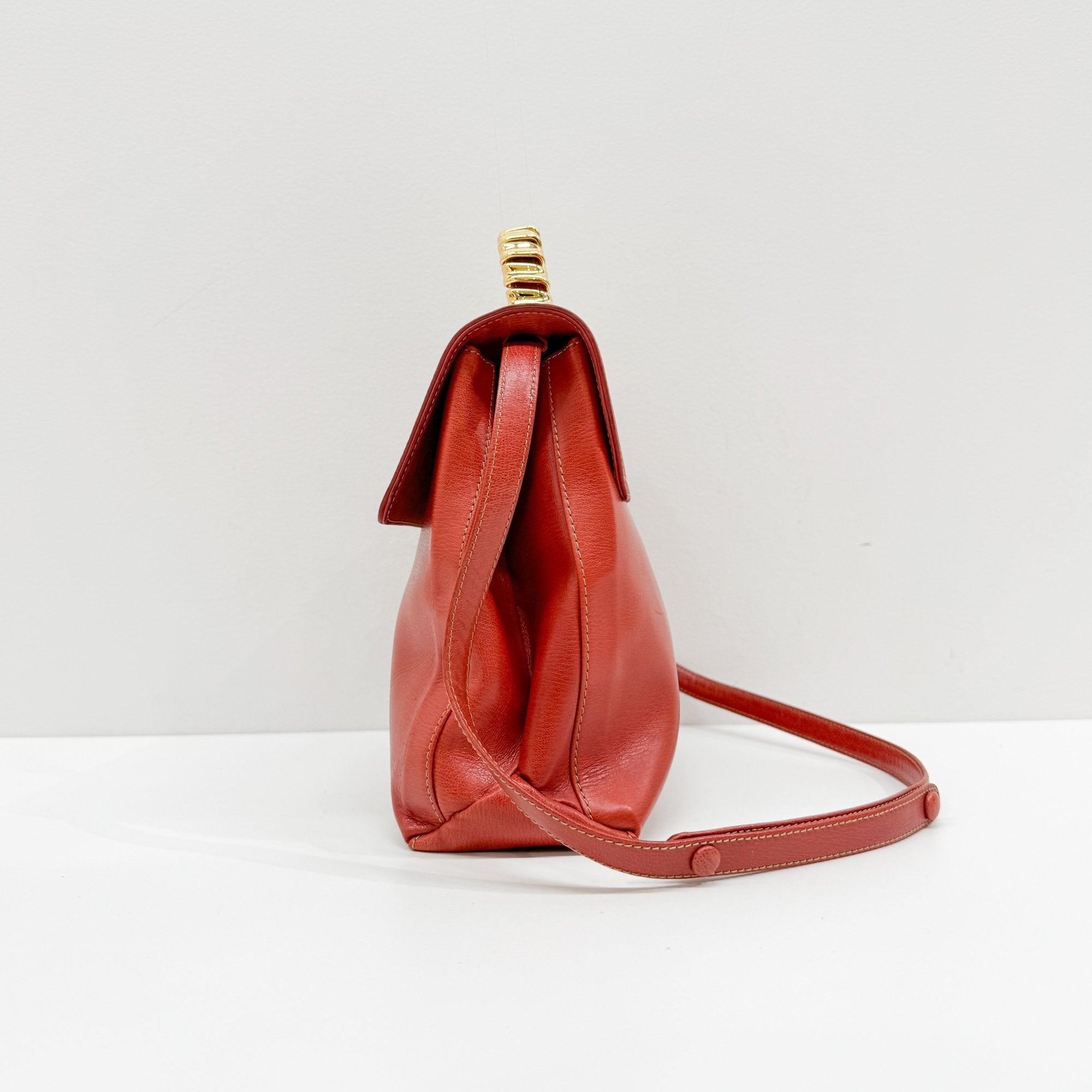 Velazquez Orange Leather Two Way Bag