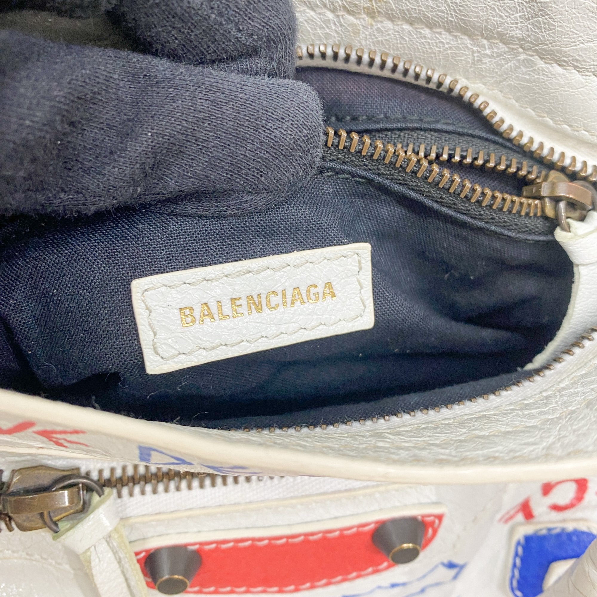 Mini City Graffiti White Leather Two Way Bag