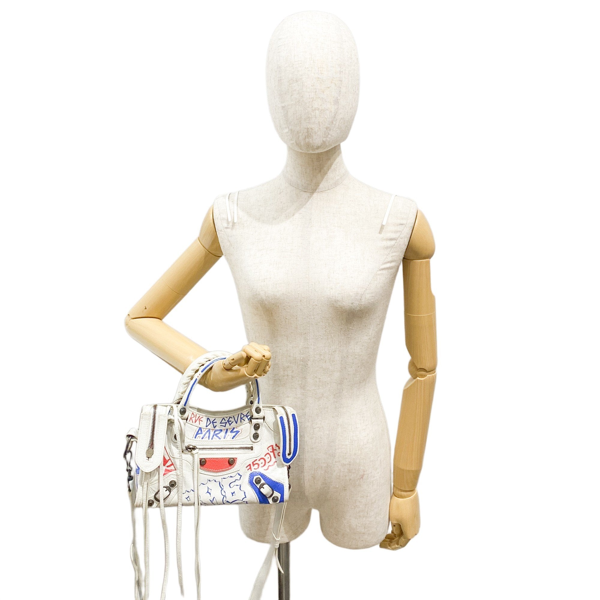 Mini City Graffiti White Leather Two Way Bag