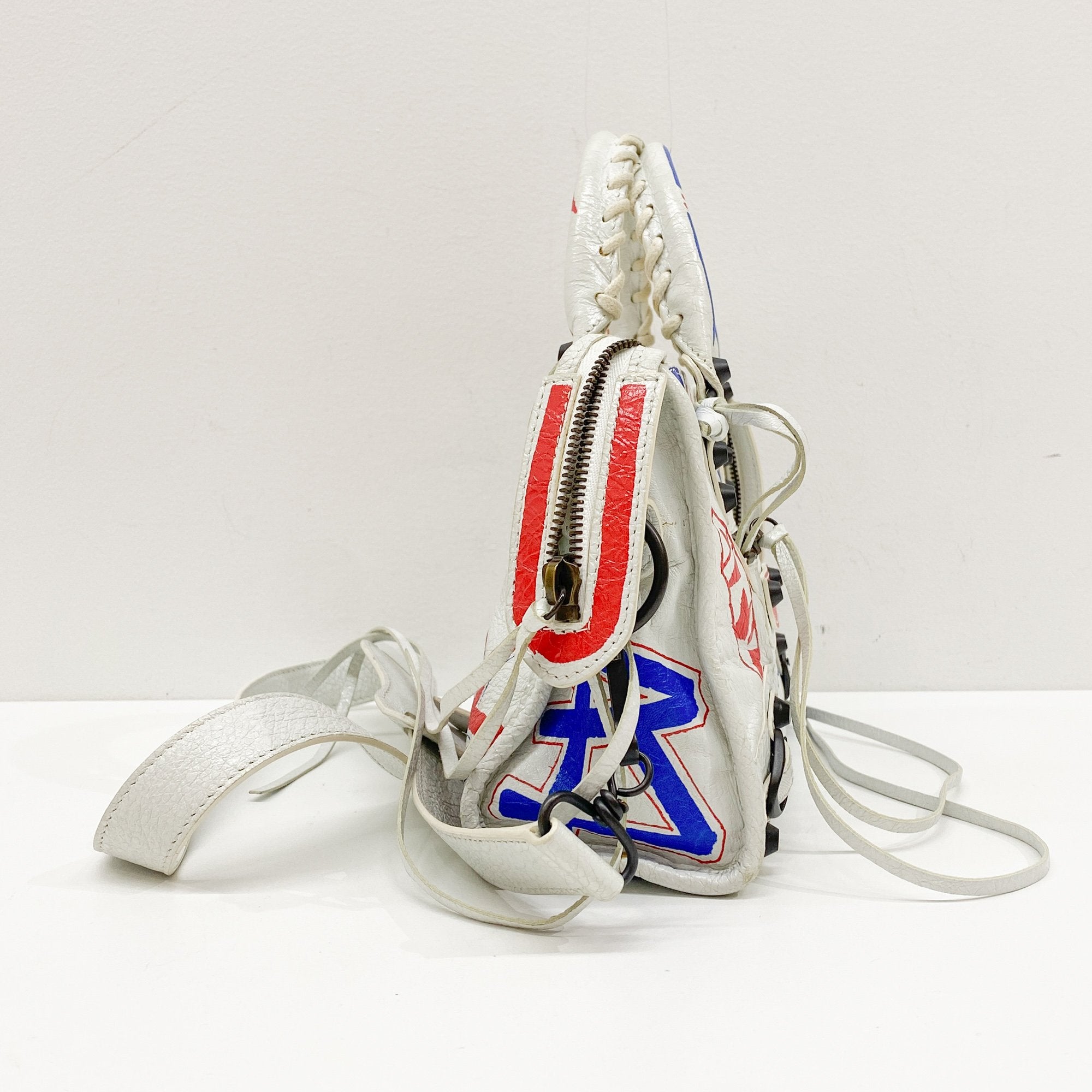 Mini City Graffiti White Leather Two Way Bag