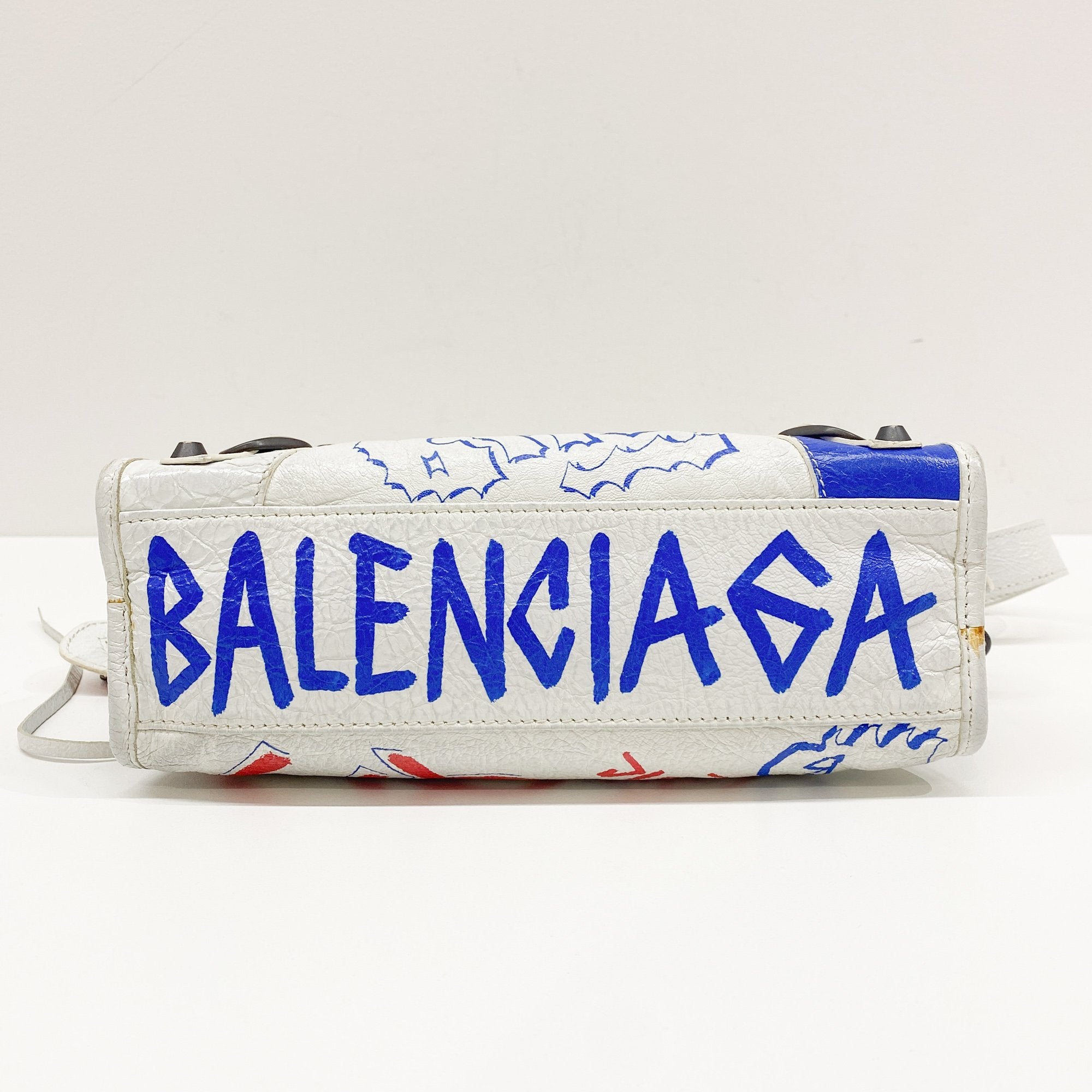 Mini City Graffiti White Leather Two Way Bag