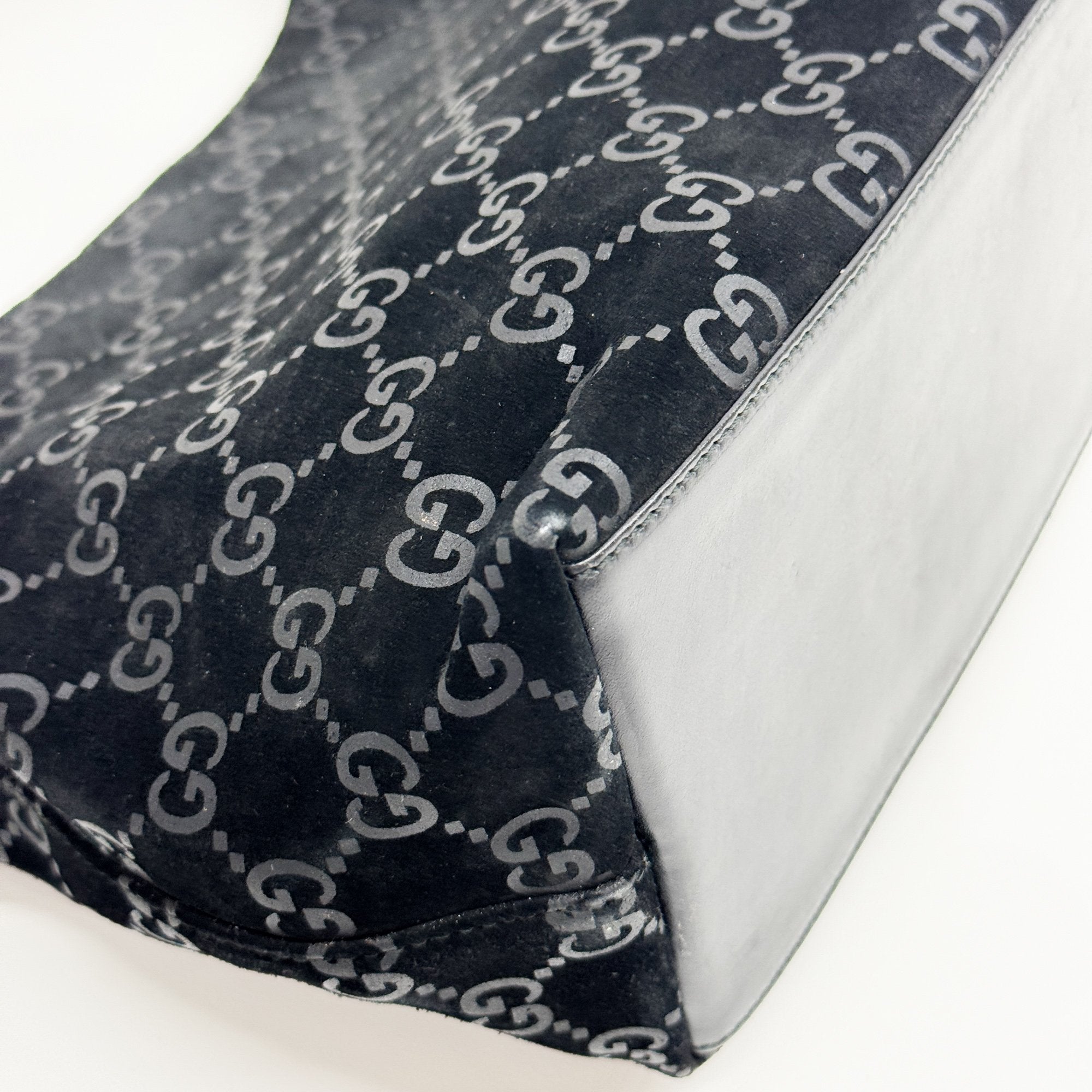 Black GG Canvas Suede Hobo Bag