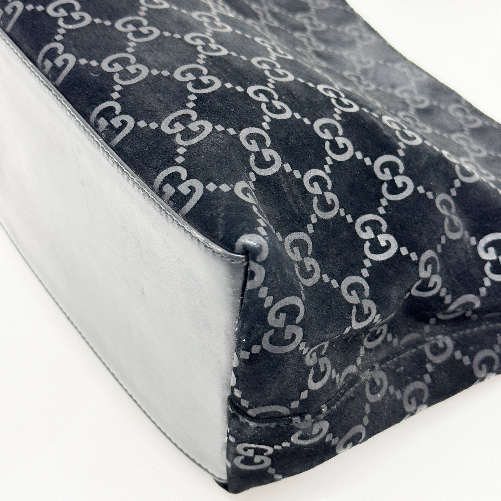 Black GG Canvas Suede Hobo Bag